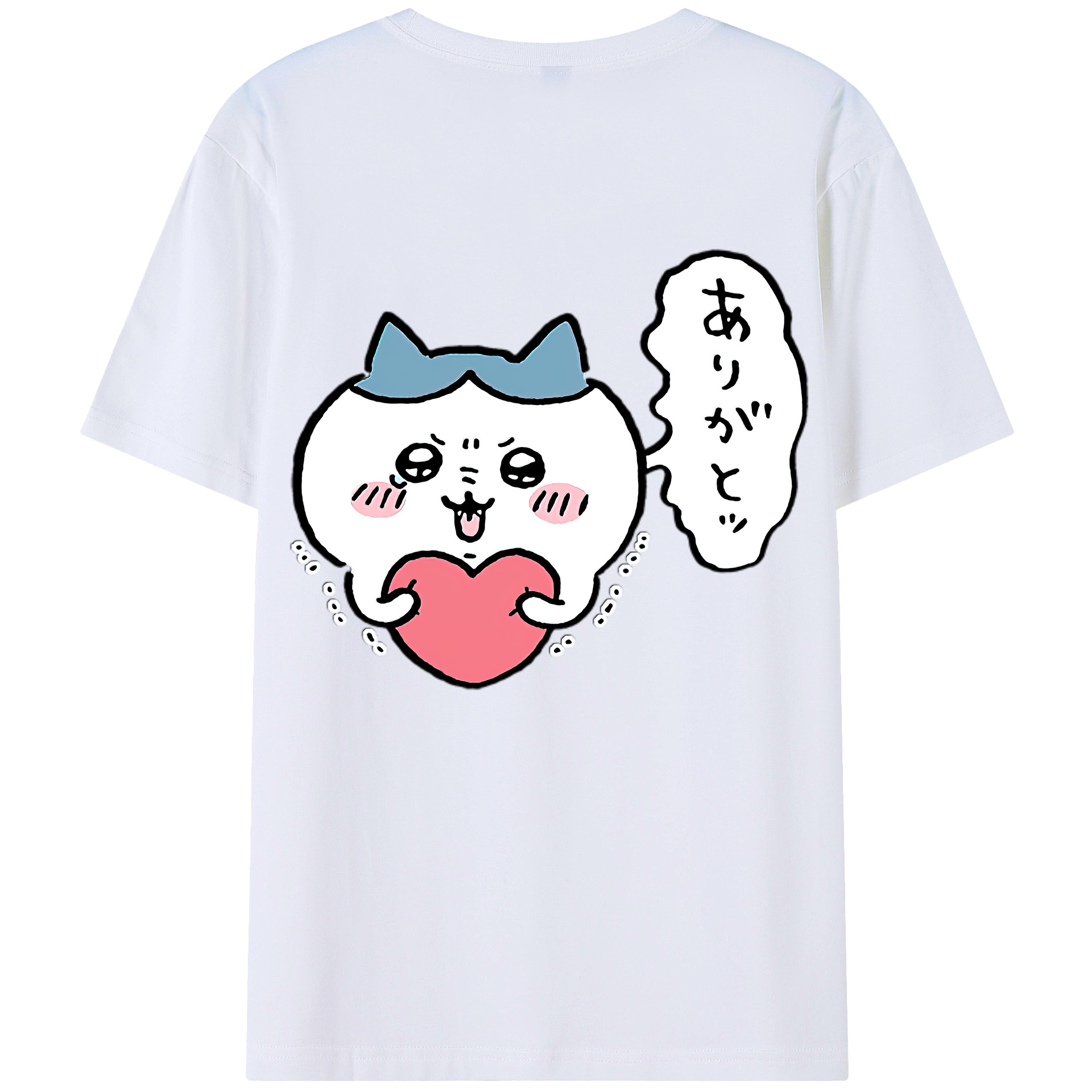 （画像用） ちいかわ ハチワレ Chii-kawa hachiware 綿100％ メンズ半袖Tシャツ（バックプリント） 通気性