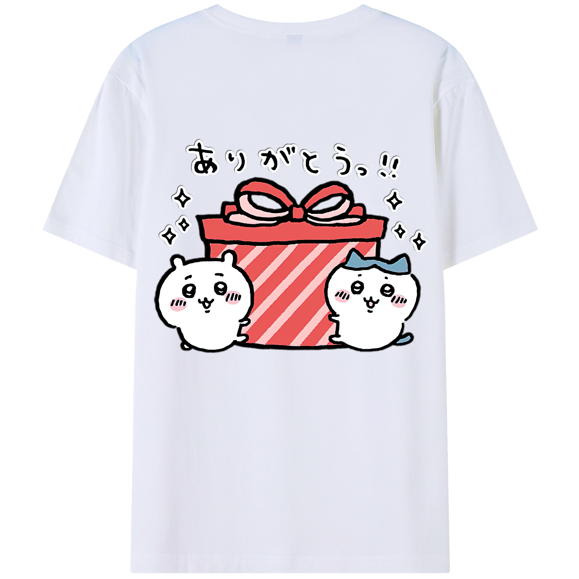 （画像用） ちいかわ ハチワレ Chii-kawa hachiware 綿100％ メンズ半袖Tシャツ（バックプリント） 通気性