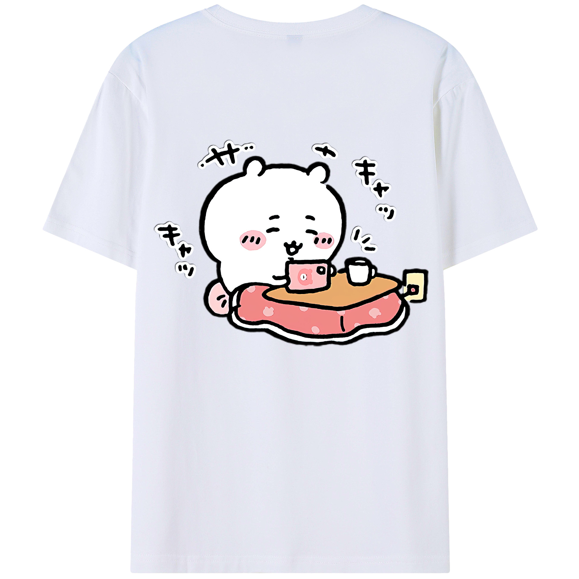 （画像用） ちいかわ ちいかわ Chii-kawa chiikawa 綿100％ メンズ半袖Tシャツ（バックプリント） 通気性