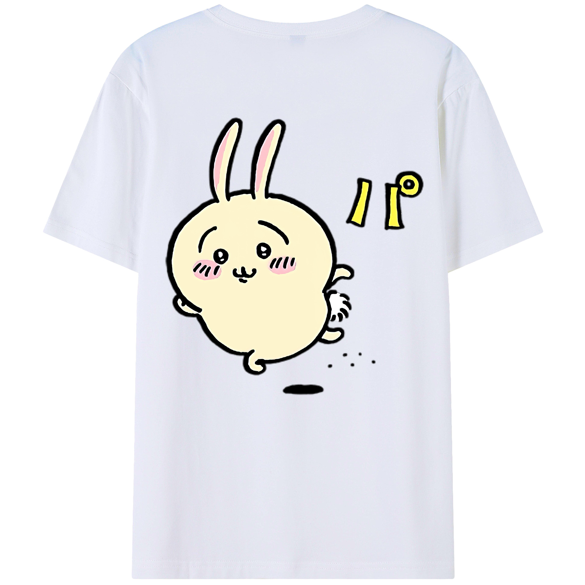 （画像用） ちいかわ うさぎ Chii-kawa usagi 綿100％ メンズ半袖Tシャツ（バックプリント） 通気性