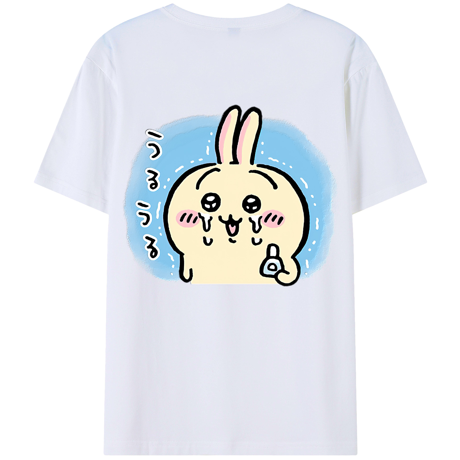 （画像用） ちいかわ うさぎ Chii-kawa usagi 綿100％ メンズ半袖Tシャツ（バックプリント） 通気性