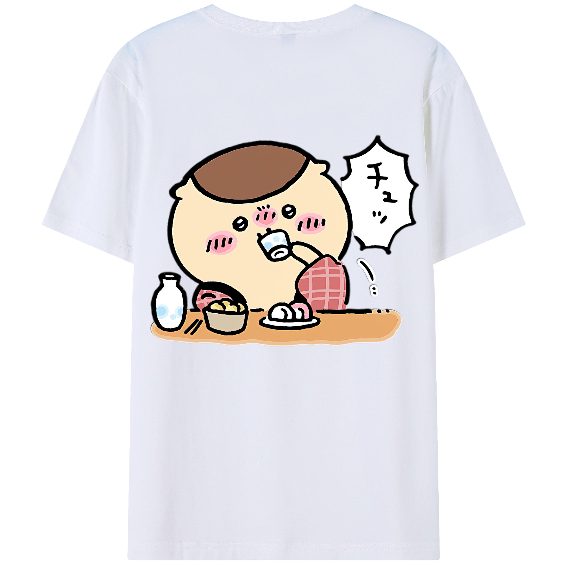 （画像用） ちいかわ くりまんじゅう Chii-kawa kuri manjū 綿100％ メンズ半袖Tシャツ（バックプリント） 通気性