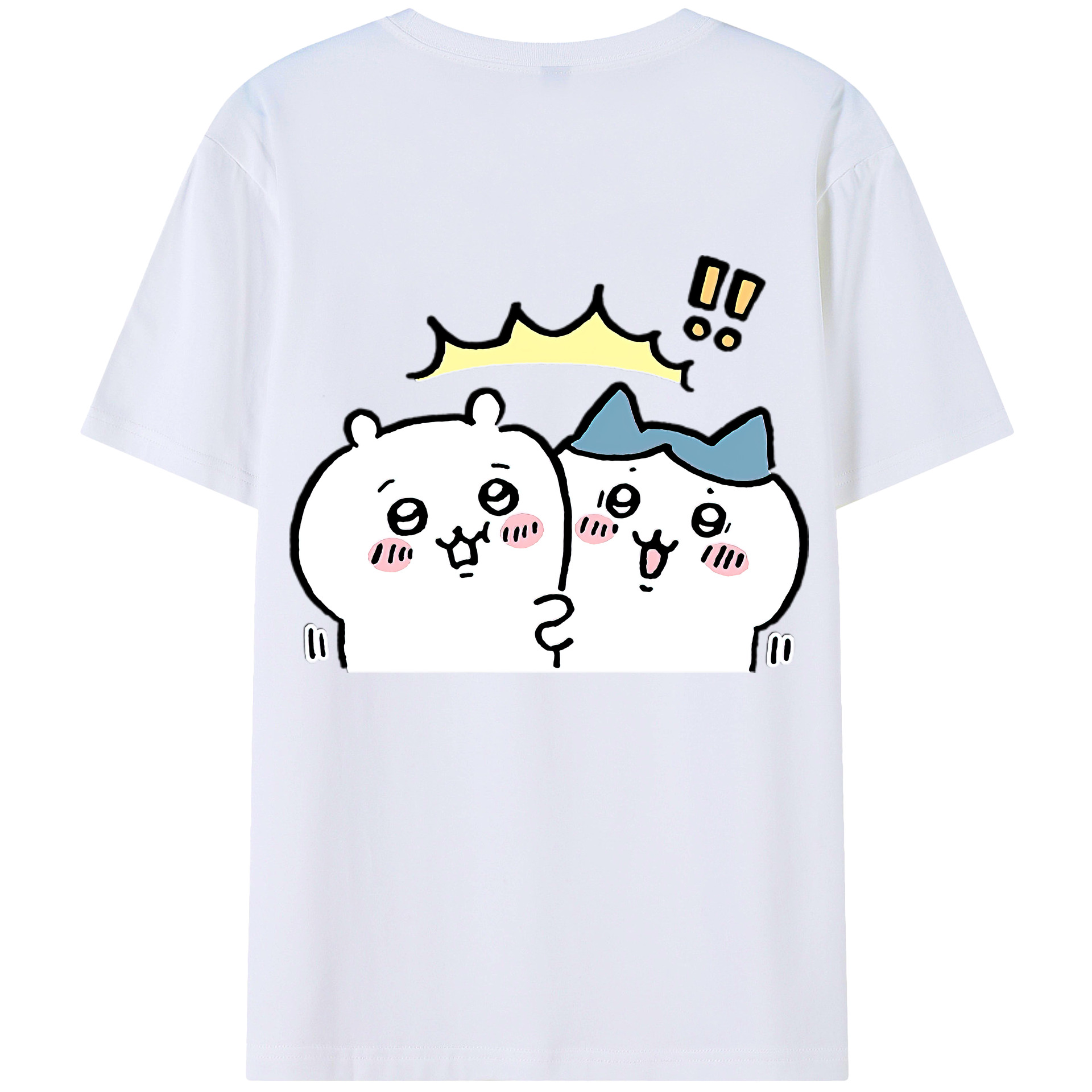 （画像用） ちいかわ ハチワレ Chii-kawa hachiware 綿100％ メンズ半袖Tシャツ（バックプリント） 通気性