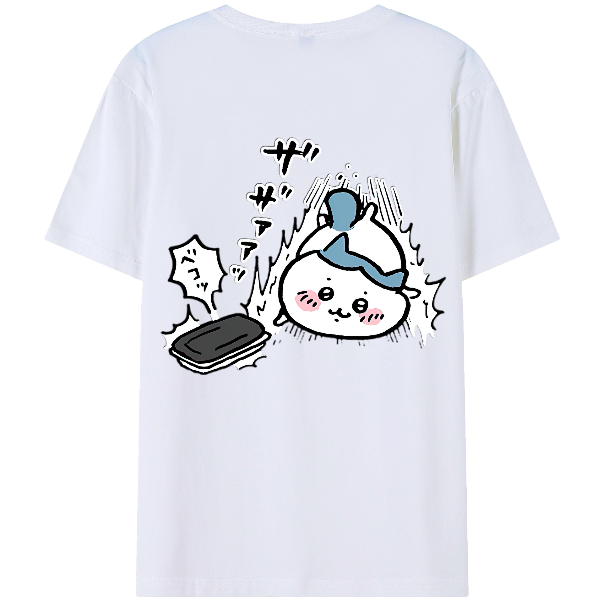 （画像用） ちいかわ ハチワレ Chii-kawa hachiware 綿100％ メンズ半袖Tシャツ（バックプリント） 通気性