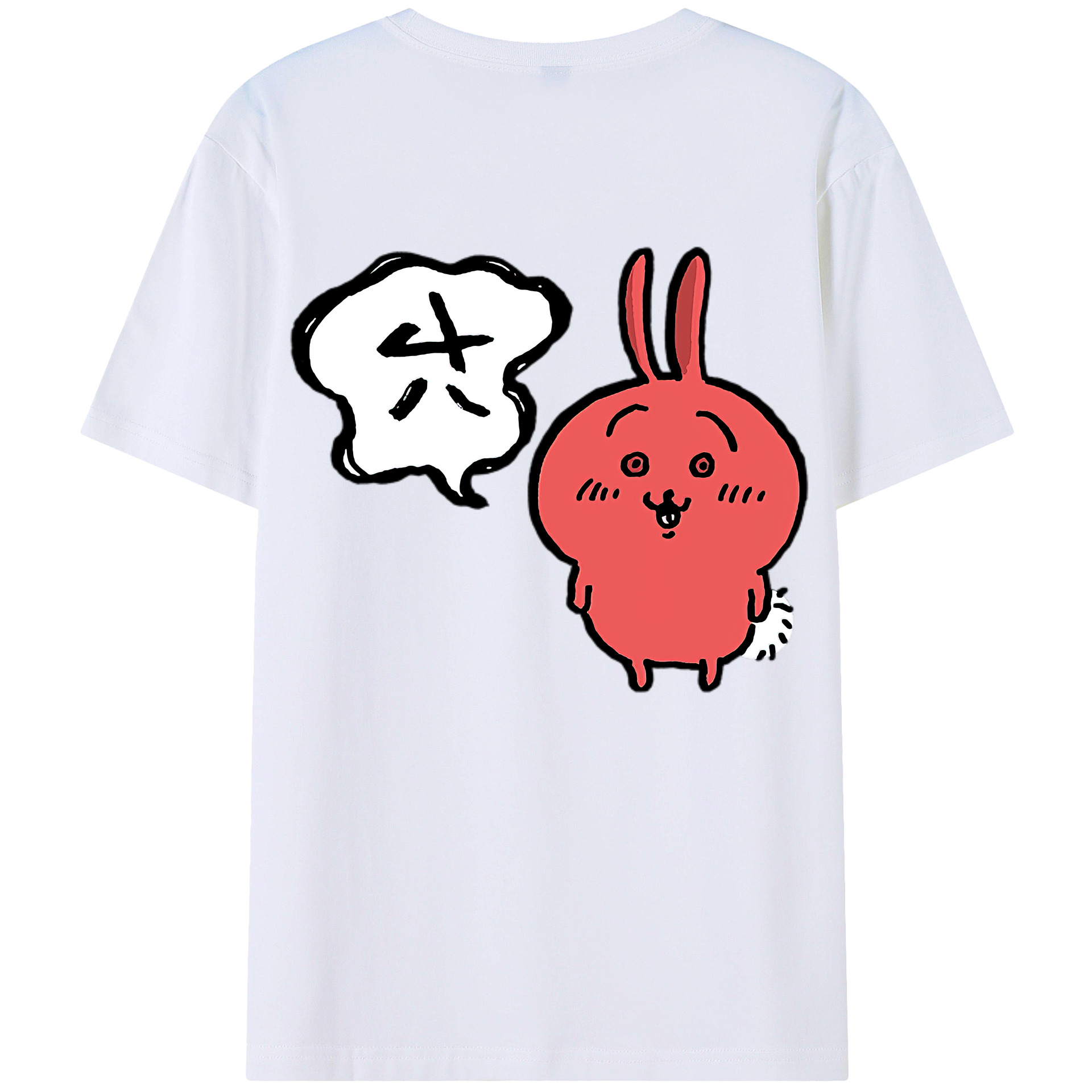 （画像用） ちいかわ ハチワレ Chii-kawa hachiware 綿100％ メンズ半袖Tシャツ（バックプリント） 通気性
