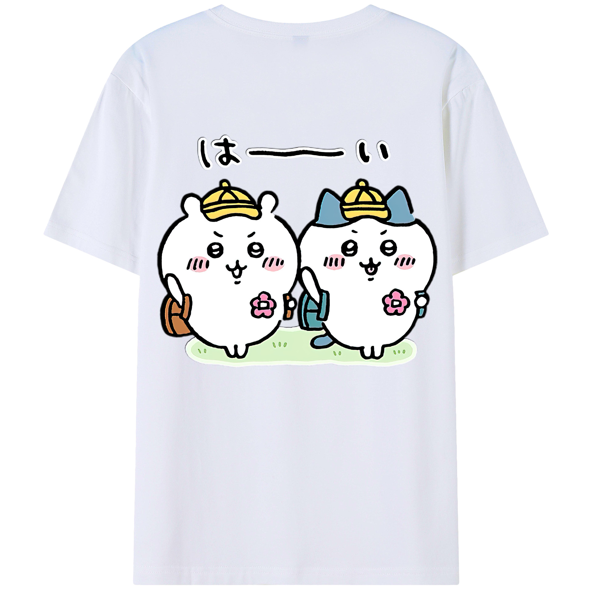 （画像用） ちいかわ ハチワレ Chii-kawa hachiware 綿100％ メンズ半袖Tシャツ（バックプリント） 通気性