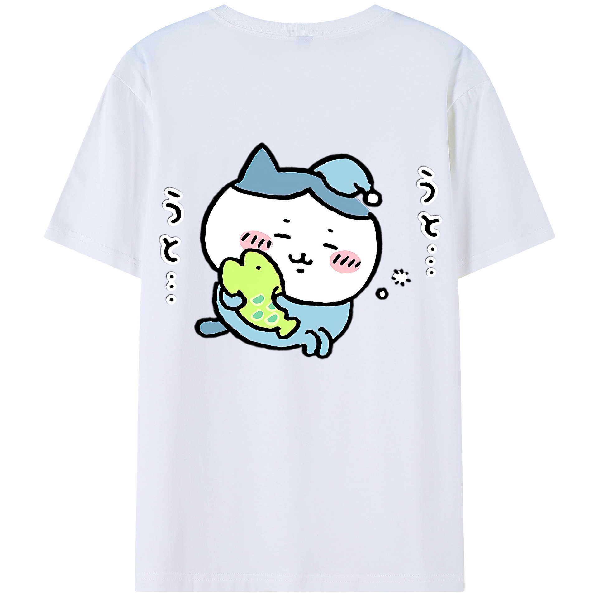 （画像用） ちいかわ ハチワレ Chii-kawa hachiware 綿100％ メンズ半袖Tシャツ（バックプリント） 通気性