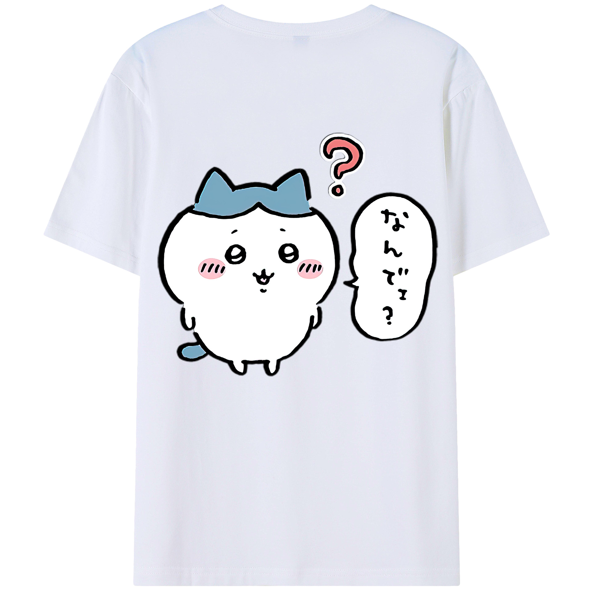 （画像用） ちいかわ ハチワレ Chii-kawa hachiware 綿100％ メンズ半袖Tシャツ（バックプリント） 通気性