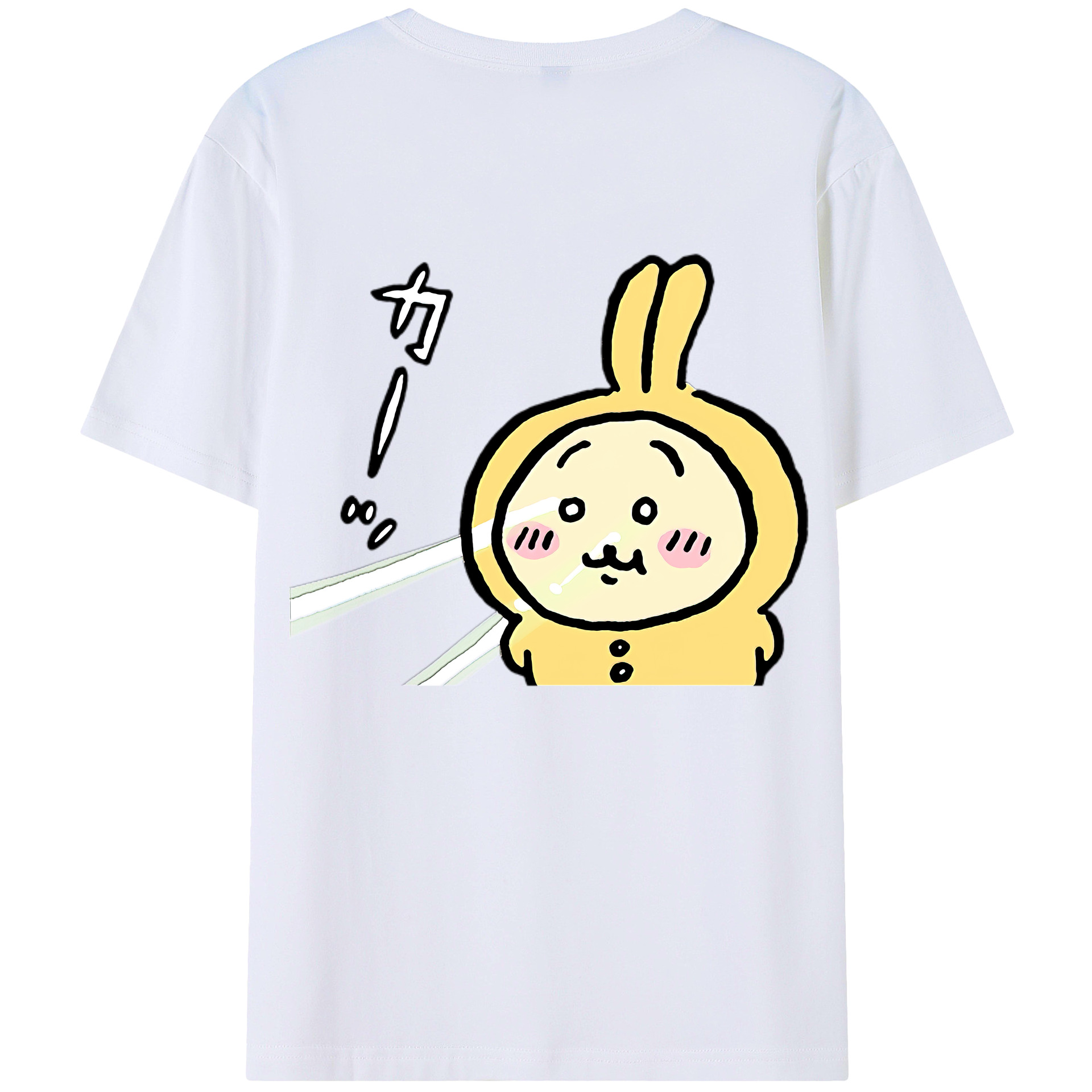 （画像用） ちいかわ うさぎ Chii-kawa usagi 綿100％ メンズ半袖Tシャツ（バックプリント） 通気性