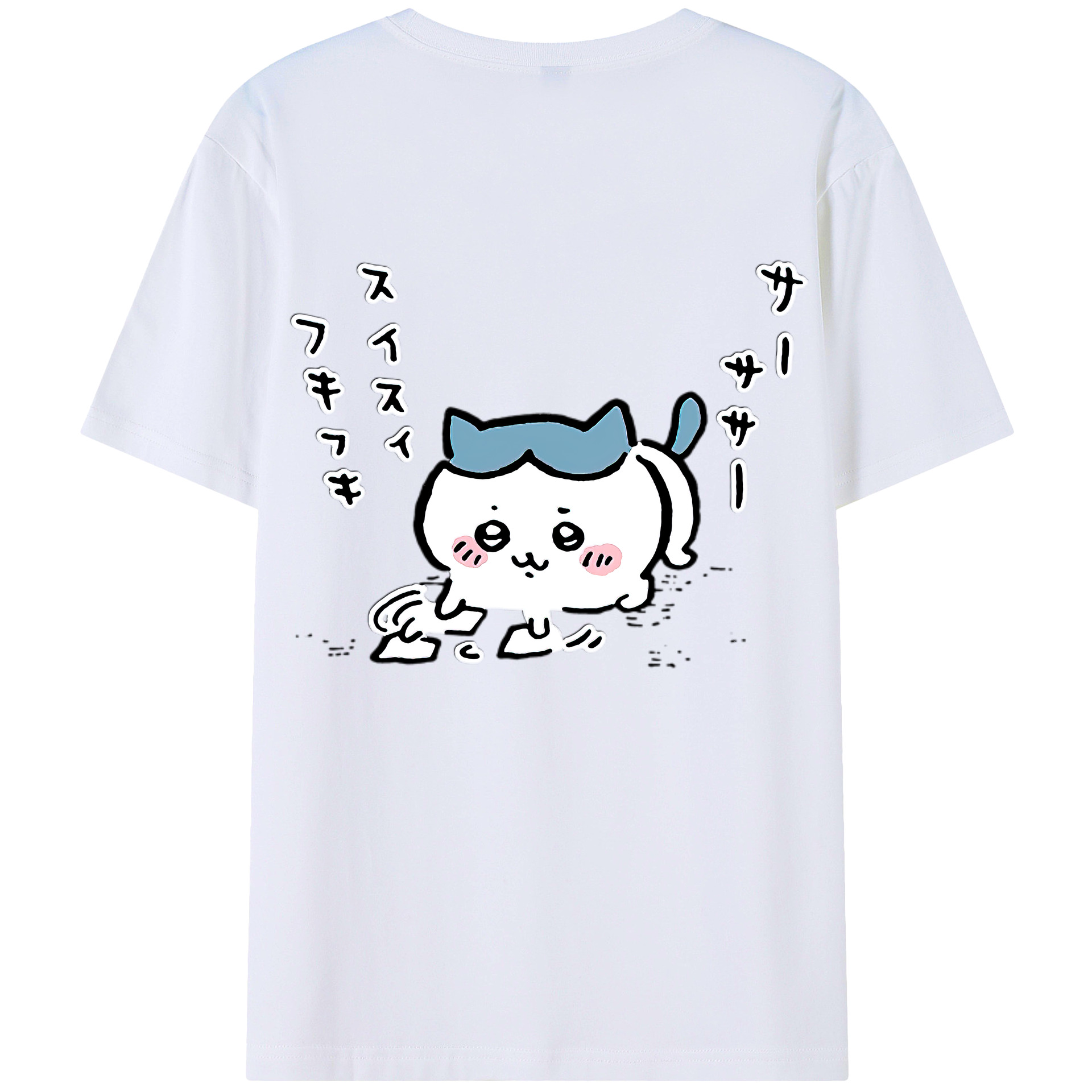 （画像用） ちいかわ ハチワレ Chii-kawa hachiware 綿100％ メンズ半袖Tシャツ（バックプリント） 通気性