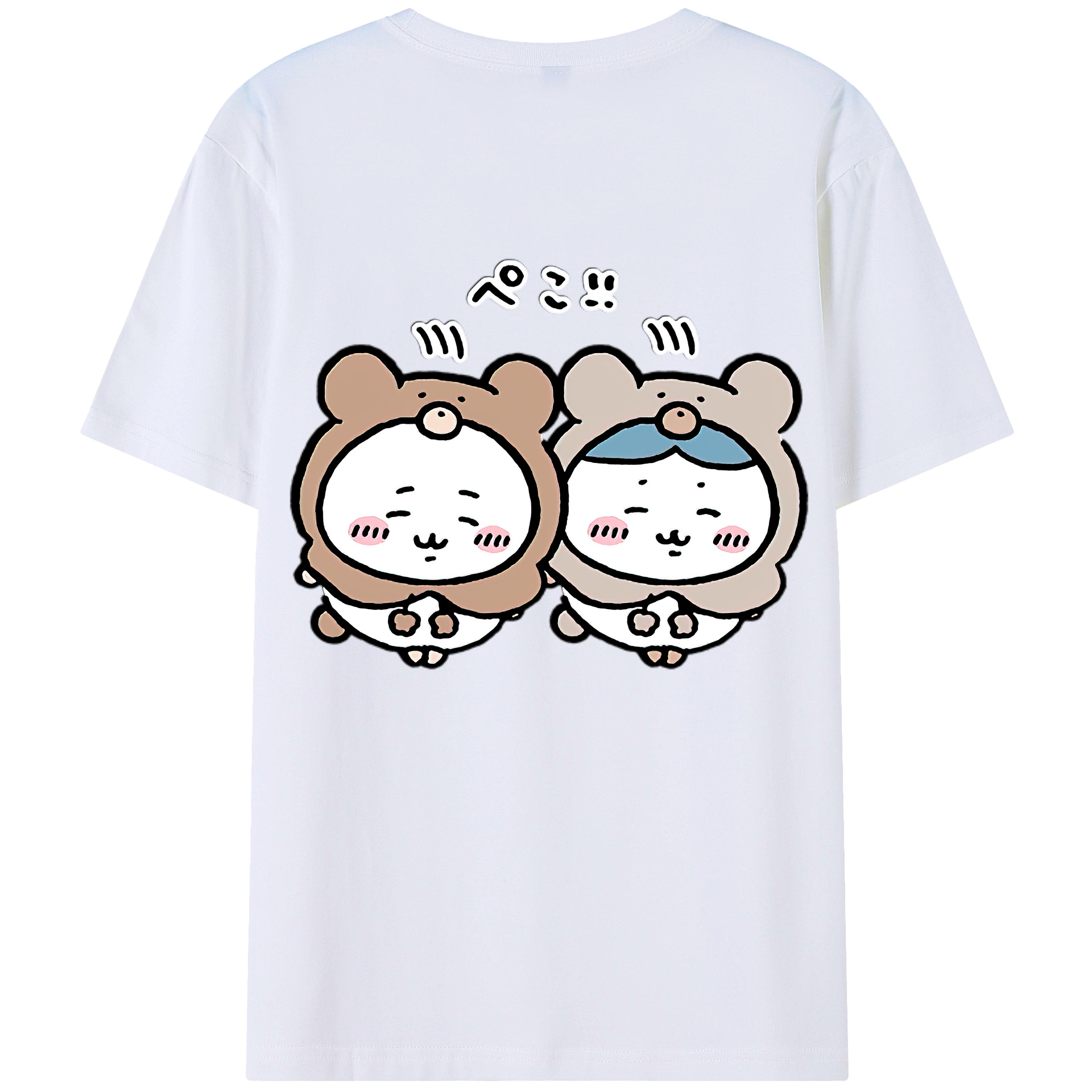 （画像用） ちいかわ ハチワレ Chii-kawa hachiware 綿100％ メンズ半袖Tシャツ（バックプリント） 通気性