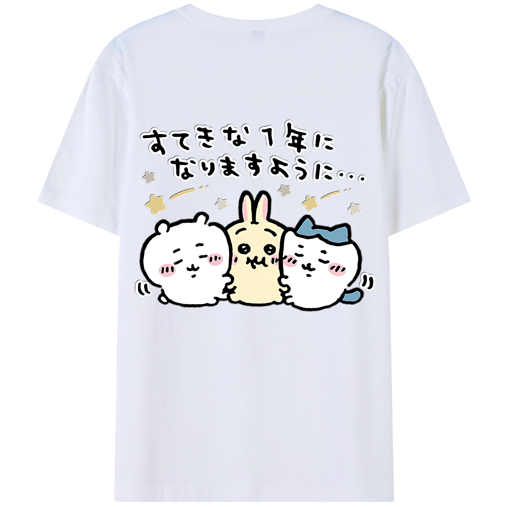 （画像用） ちいかわ ちいかわ Chii-kawa chiikawa 綿100％ メンズ半袖Tシャツ（バックプリント） 通気性