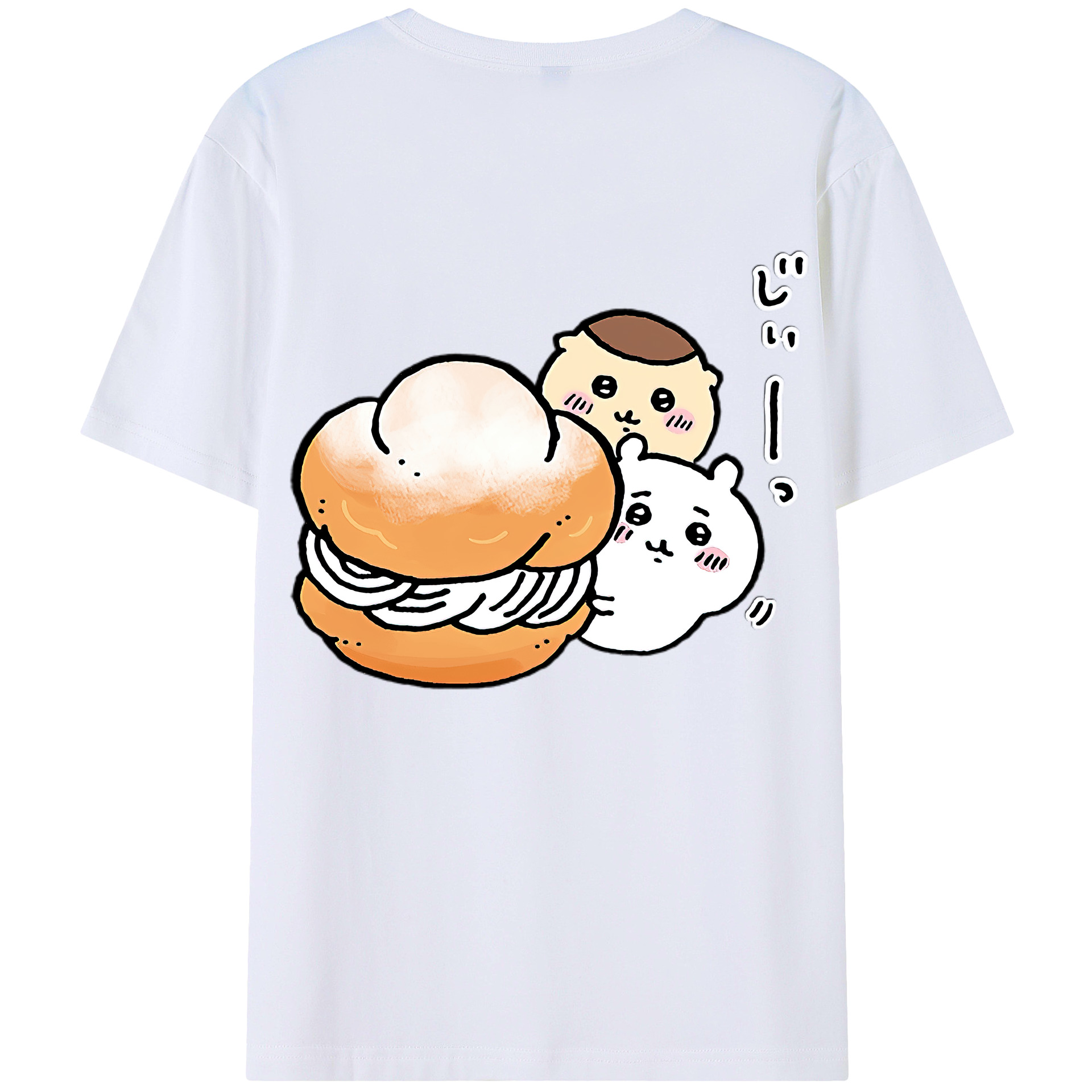 （画像用） ちいかわ くりまんじゅう Chii-kawa kuri manjū 綿100％ メンズ半袖Tシャツ（バックプリント） 通気性