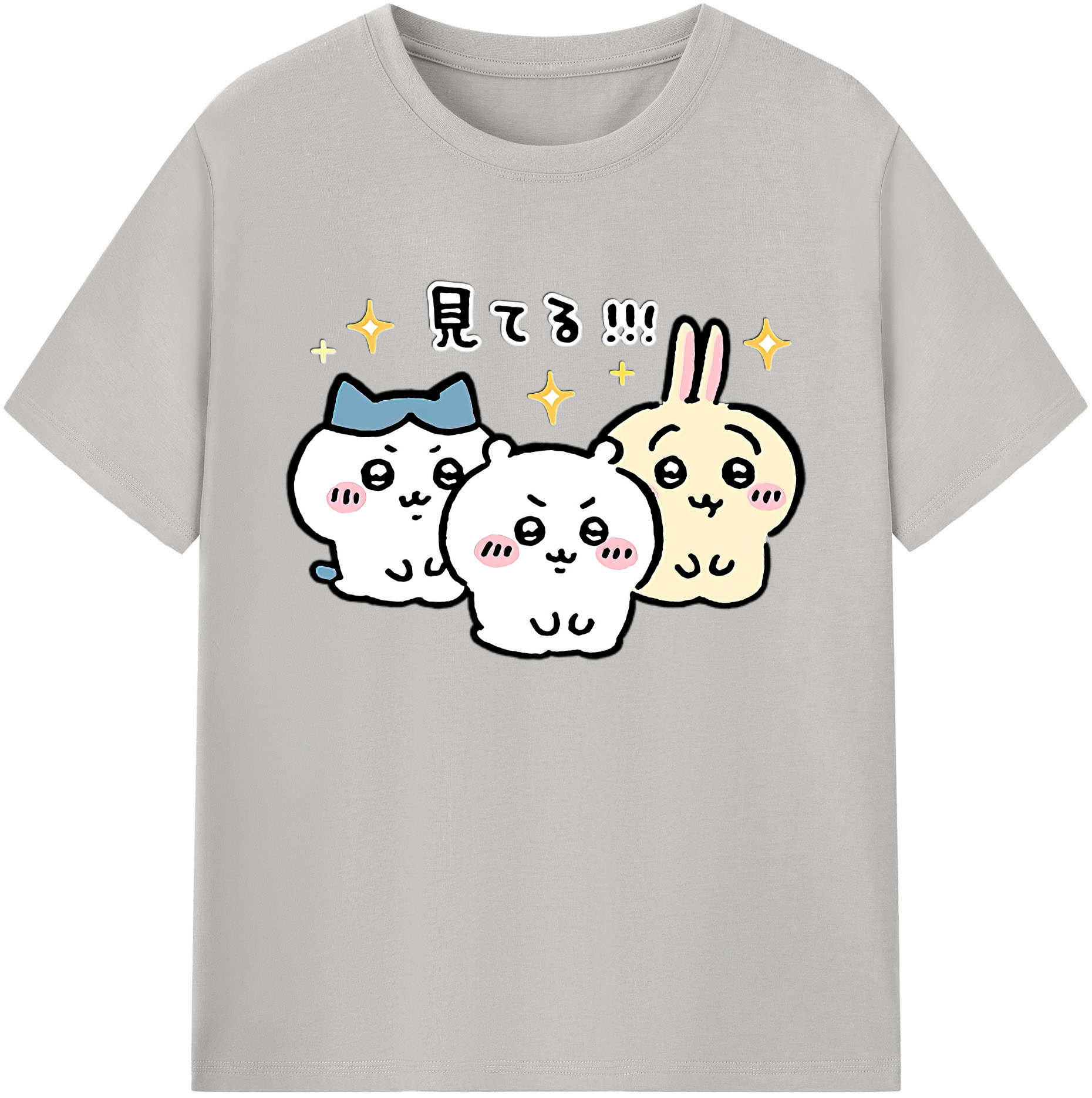 （画像用） ちいかわ ハチワレ Chii-kawa hachiware 綿100％ メンズ半袖Tシャツ｜肌触りやわらか＆通気性