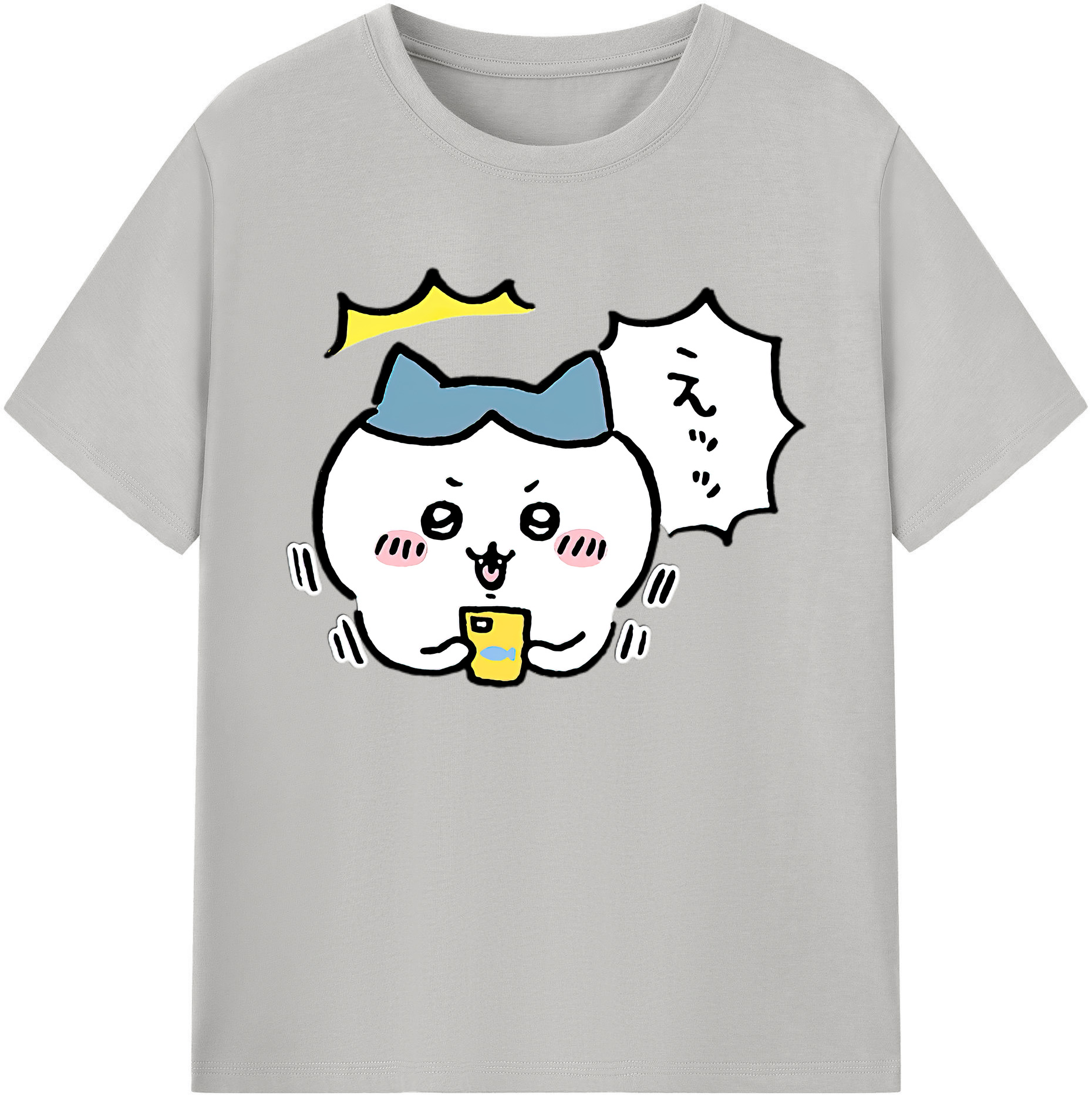 （画像用） ちいかわ ハチワレ Chii-kawa hachiware 綿100％ メンズ半袖Tシャツ｜肌触りやわらか＆通気性