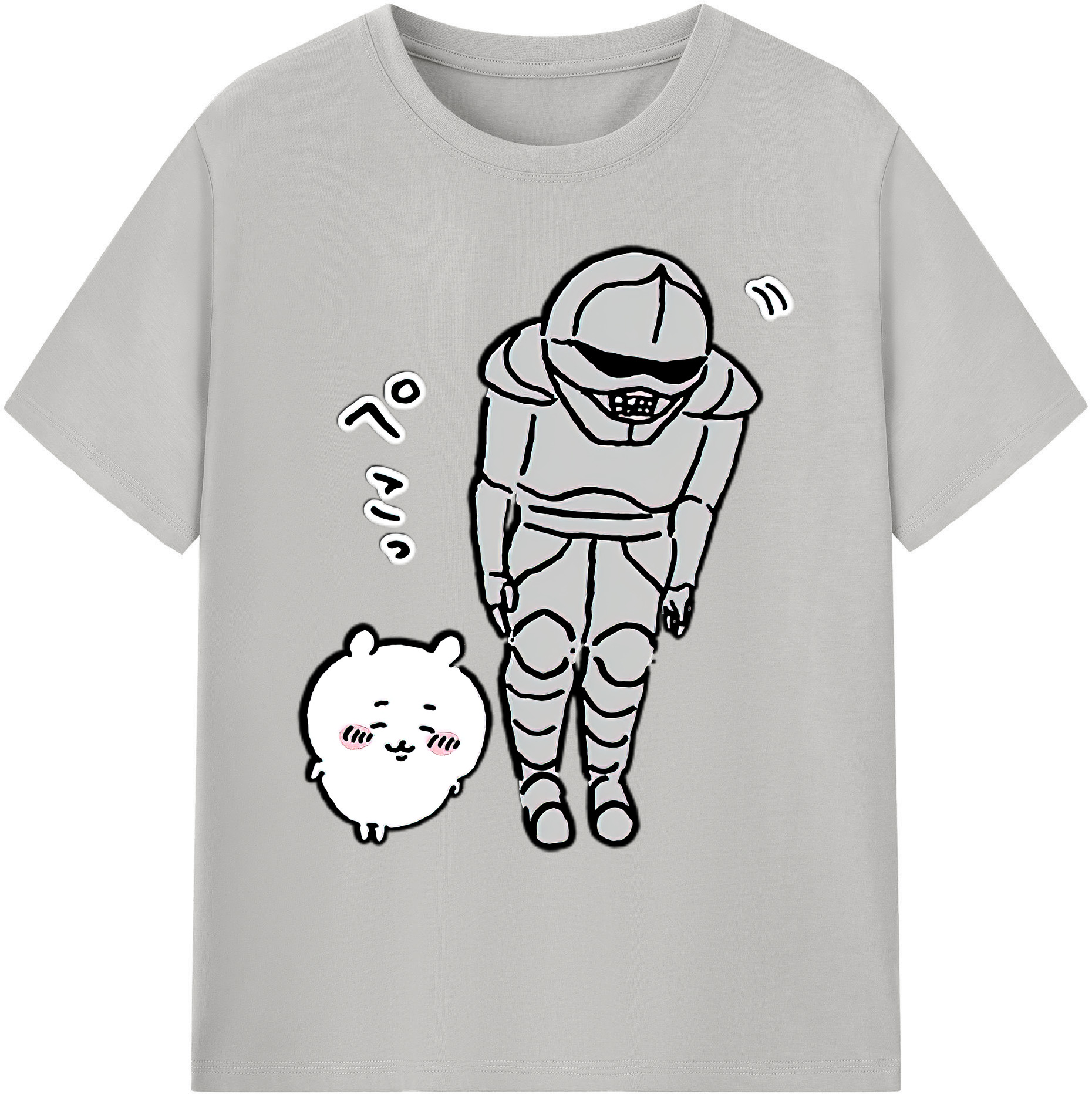 （画像用） ちいかわ 労働の鎧さん Chii-kawa Mr. Armor of Labor 綿100％ メンズ半袖Tシャツ｜肌触りやわらか＆通気性