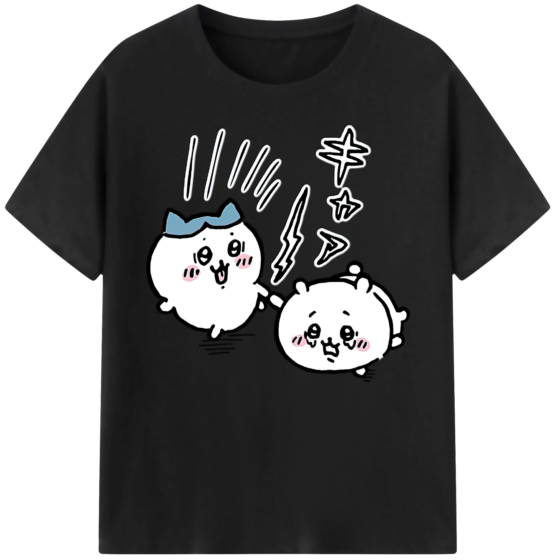 （画像用） ちいかわ ハチワレ Chii-kawa hachiware 綿100％ メンズ半袖Tシャツ｜肌触りやわらか＆通気性