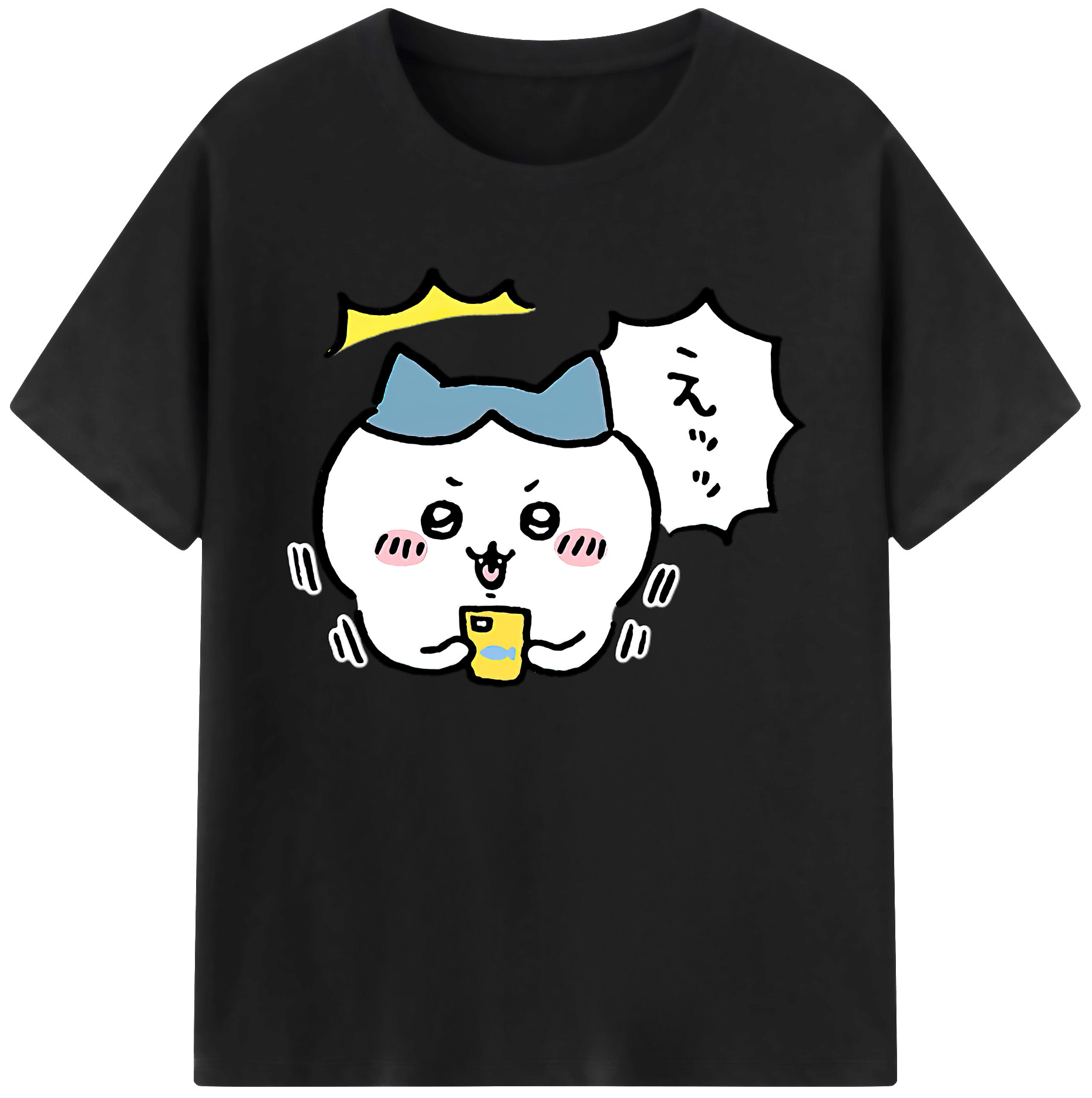 （画像用） ちいかわ ハチワレ Chii-kawa hachiware 綿100％ メンズ半袖Tシャツ｜肌触りやわらか＆通気性