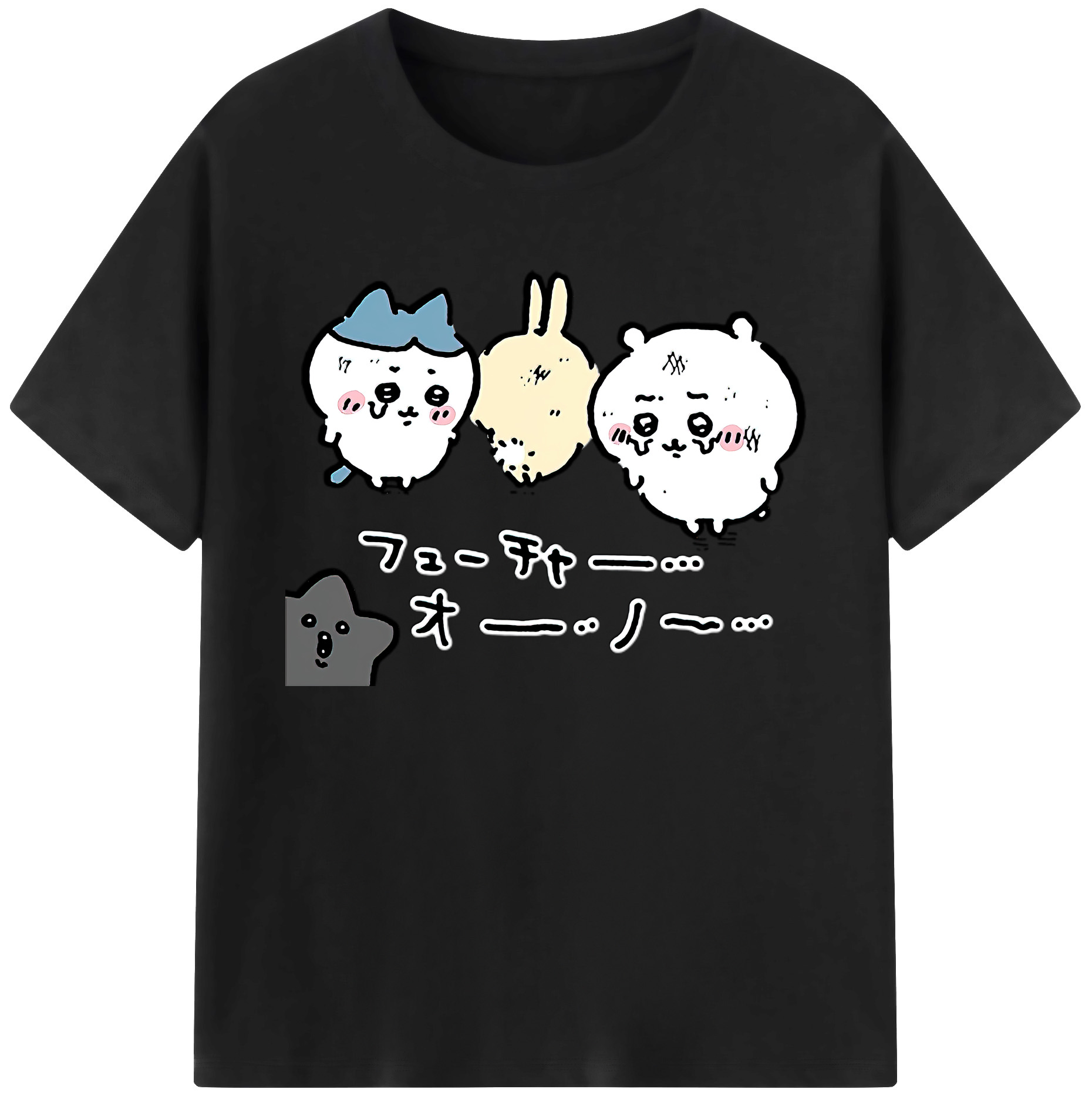 （画像用） ちいかわ ハチワレ Chii-kawa hachiware 綿100％ メンズ半袖Tシャツ｜肌触りやわらか＆通気性