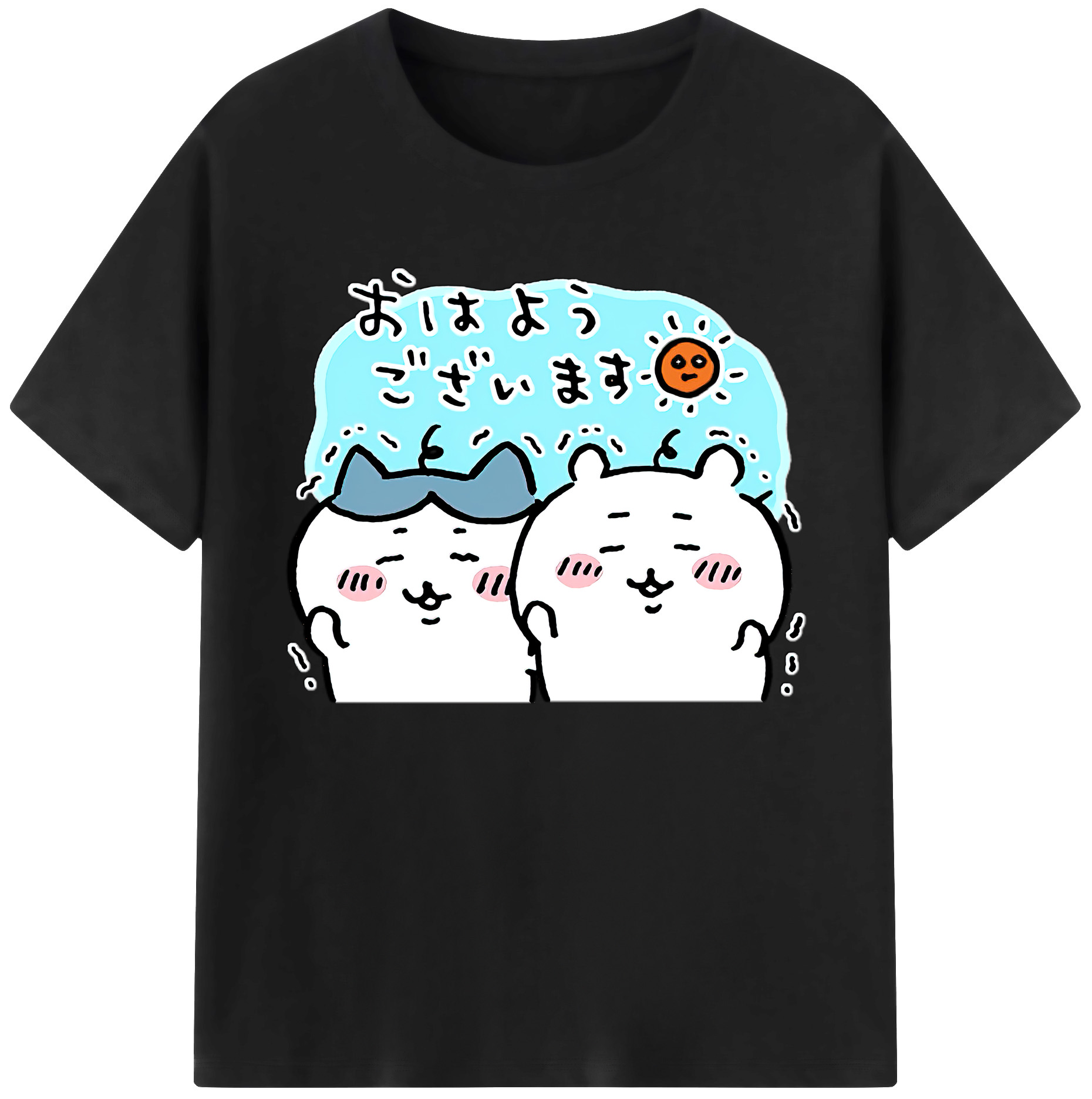 （画像用） ちいかわ ハチワレ Chii-kawa hachiware 綿100％ メンズ半袖Tシャツ｜肌触りやわらか＆通気性