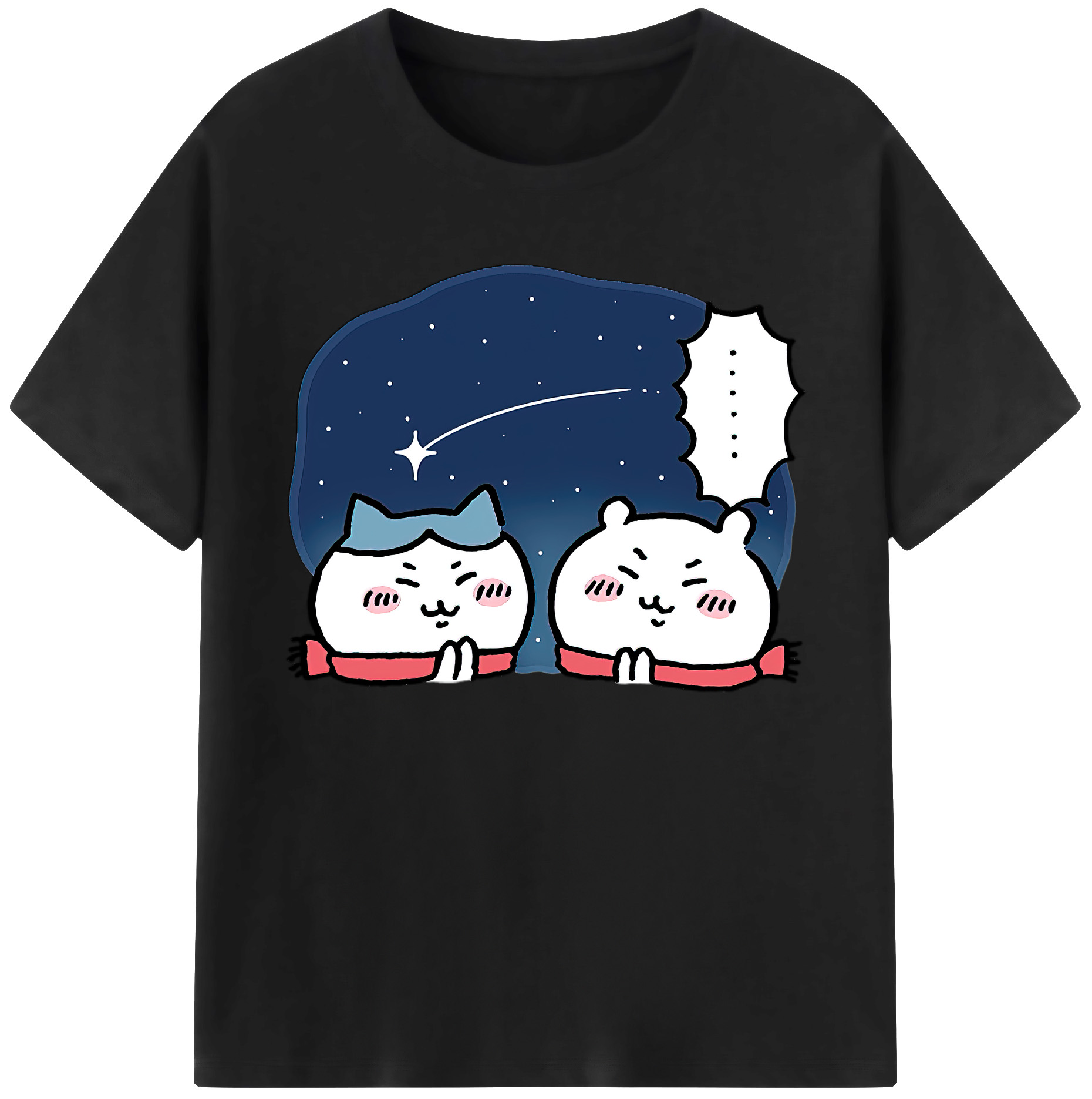 （画像用） ちいかわ ハチワレ Chii-kawa hachiware 綿100％ メンズ半袖Tシャツ｜肌触りやわらか＆通気性