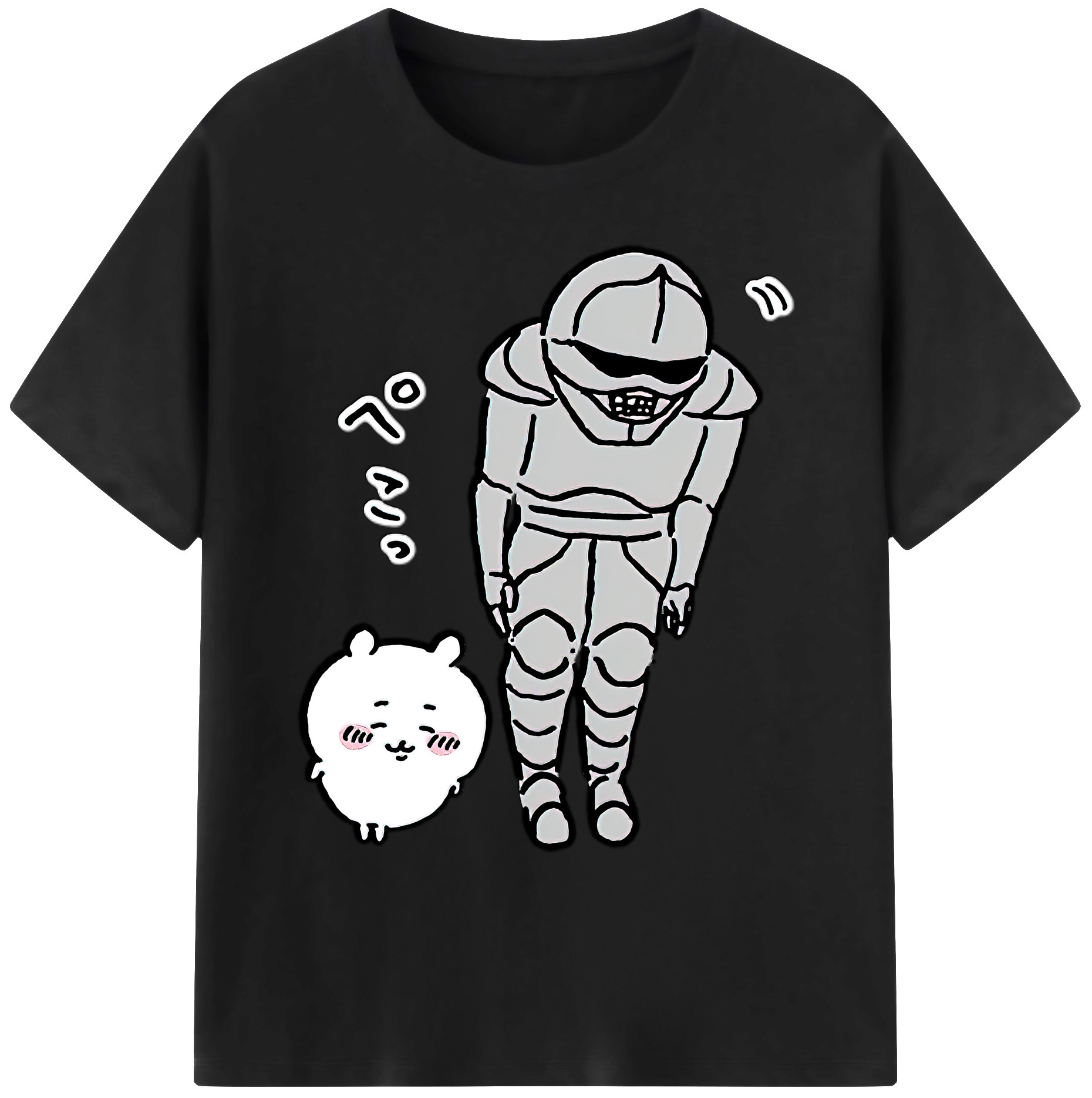 （画像用） ちいかわ 労働の鎧さん Chii-kawa Mr. Armor of Labor 綿100％ メンズ半袖Tシャツ｜肌触りやわらか＆通気性