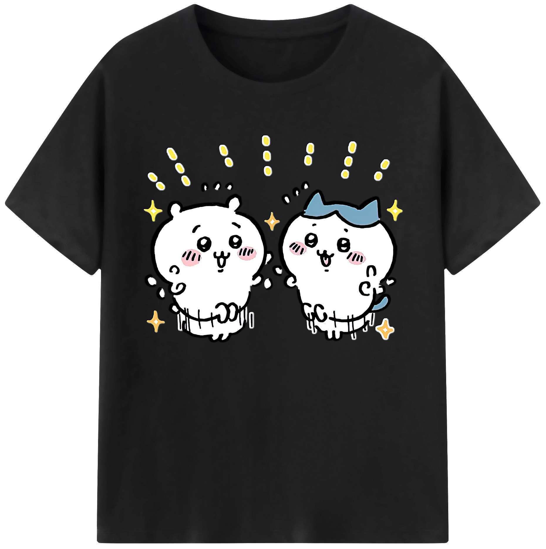 （画像用） ちいかわ ハチワレ Chii-kawa hachiware 綿100％ メンズ半袖Tシャツ｜肌触りやわらか＆通気性