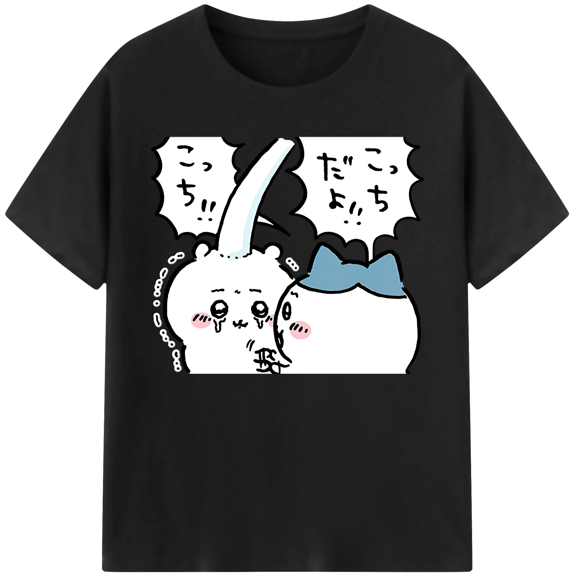 （画像用） ちいかわ ハチワレ Chii-kawa hachiware 綿100％ メンズ半袖Tシャツ｜肌触りやわらか＆通気性