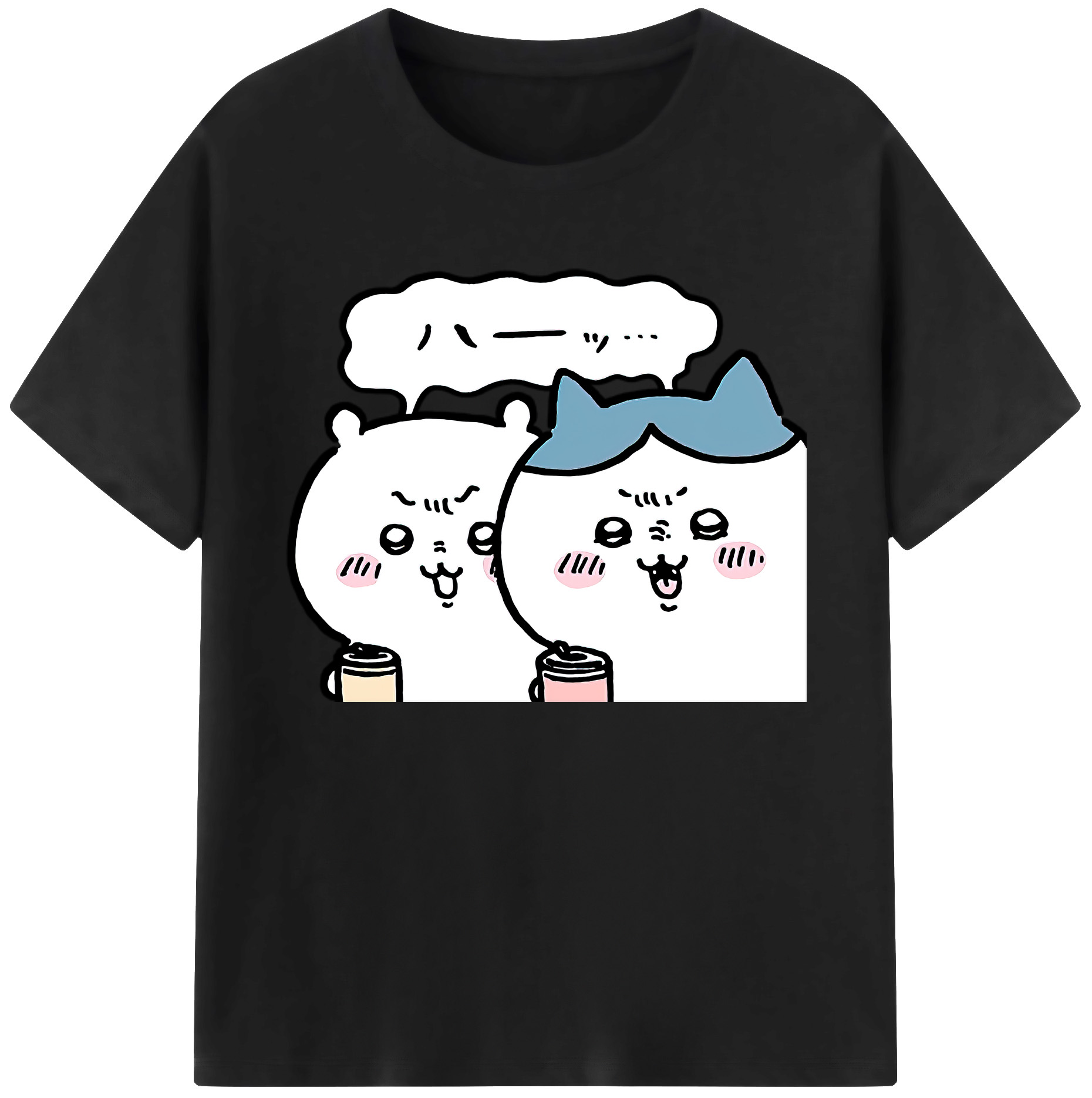 （画像用） ちいかわ ハチワレ Chii-kawa hachiware 綿100％ メンズ半袖Tシャツ｜肌触りやわらか＆通気性