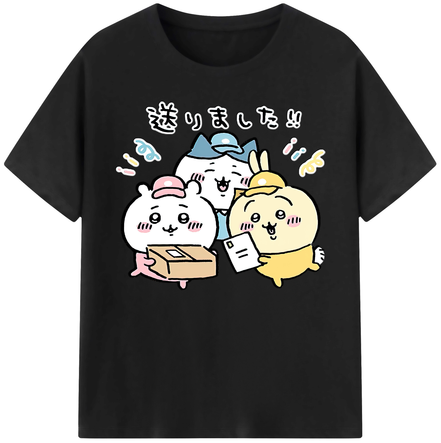 （画像用） ちいかわ ハチワレ Chii-kawa hachiware 綿100％ メンズ半袖Tシャツ｜肌触りやわらか＆通気性