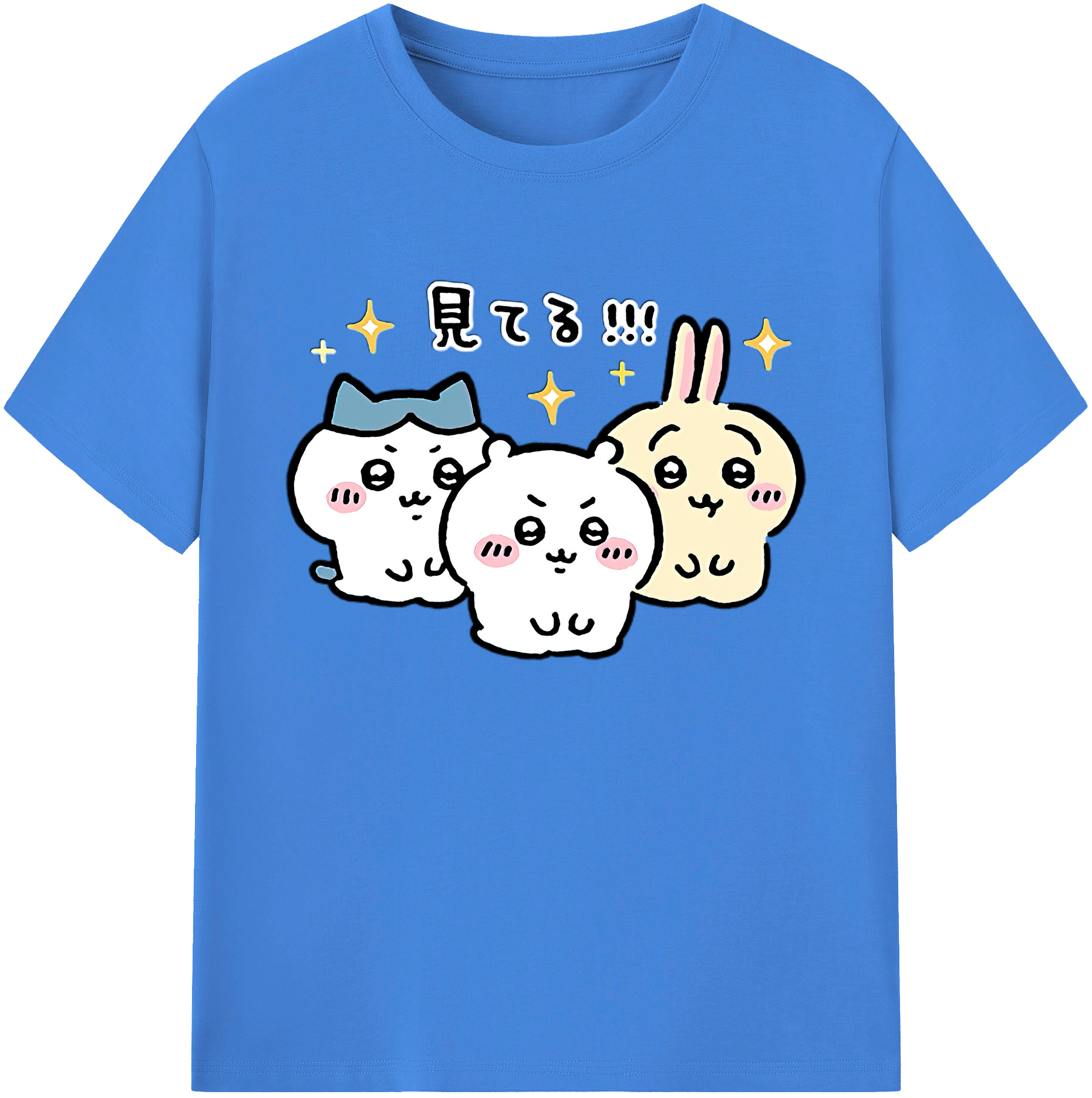 （画像用） ちいかわ ハチワレ Chii-kawa hachiware 綿100％ メンズ半袖Tシャツ｜肌触りやわらか＆通気性