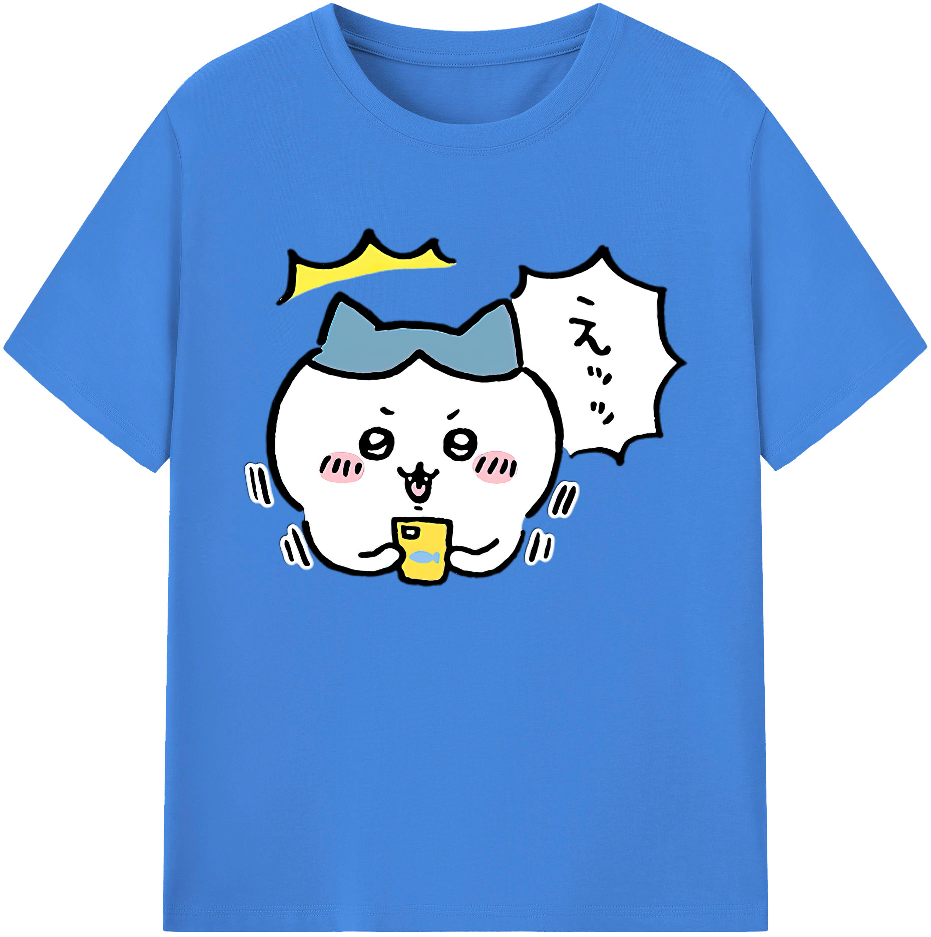 （画像用） ちいかわ ハチワレ Chii-kawa hachiware 綿100％ メンズ半袖Tシャツ｜肌触りやわらか＆通気性