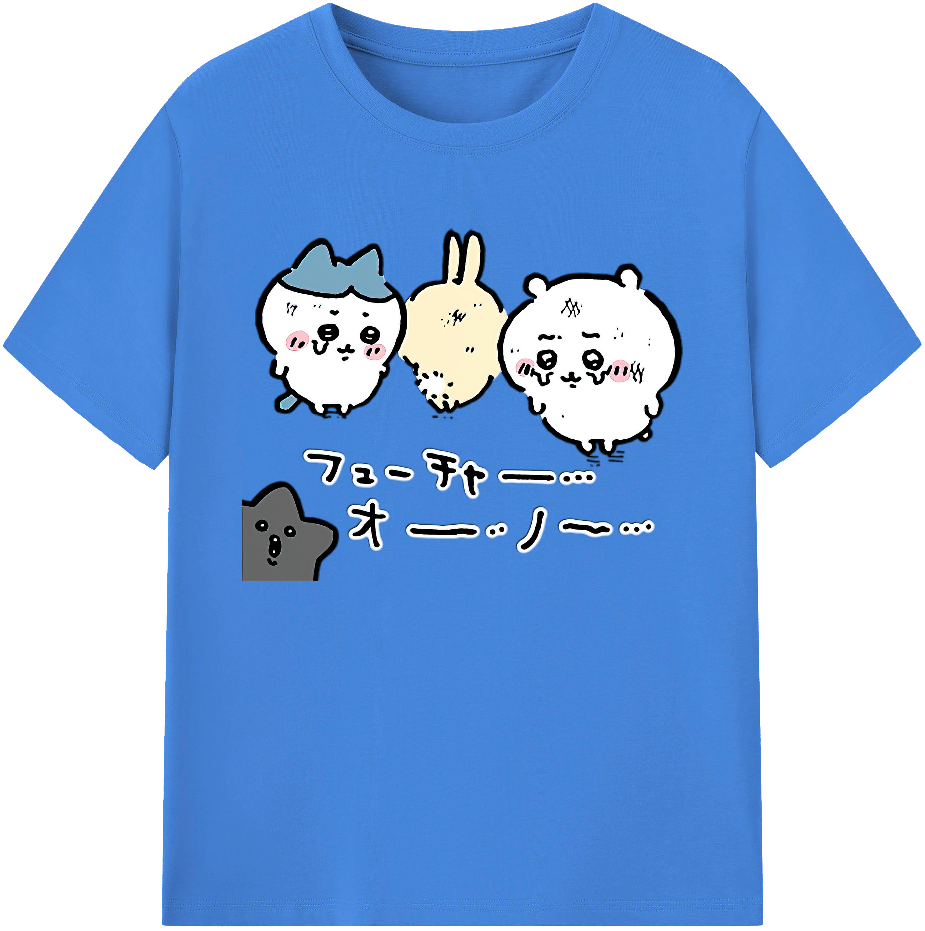 （画像用） ちいかわ ハチワレ Chii-kawa hachiware 綿100％ メンズ半袖Tシャツ｜肌触りやわらか＆通気性