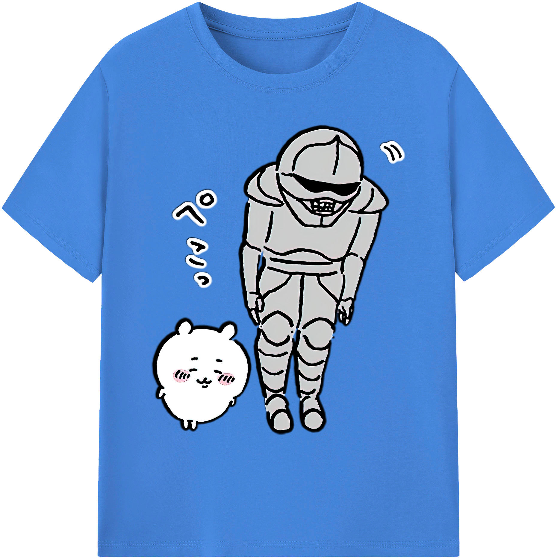 （画像用） ちいかわ 労働の鎧さん Chii-kawa Mr. Armor of Labor 綿100％ メンズ半袖Tシャツ｜肌触りやわらか＆通気性