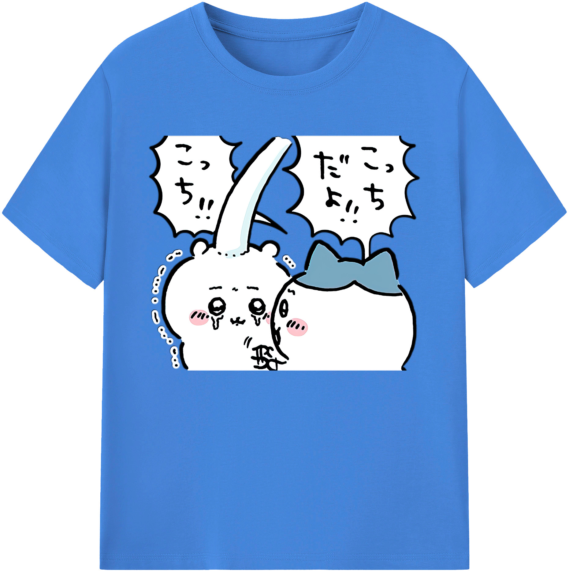 （画像用） ちいかわ ハチワレ Chii-kawa hachiware 綿100％ メンズ半袖Tシャツ｜肌触りやわらか＆通気性