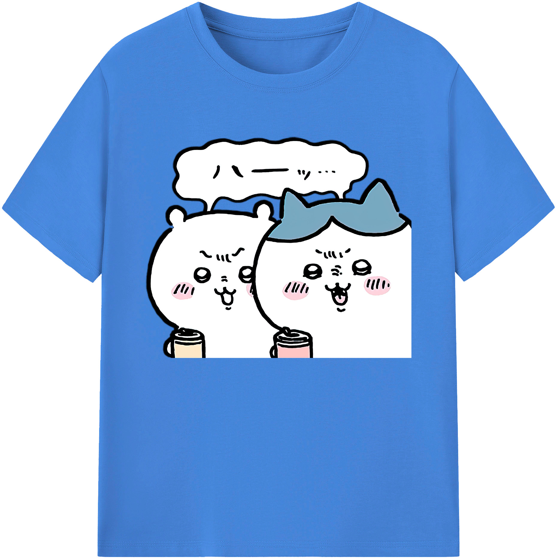 （画像用） ちいかわ ハチワレ Chii-kawa hachiware 綿100％ メンズ半袖Tシャツ｜肌触りやわらか＆通気性