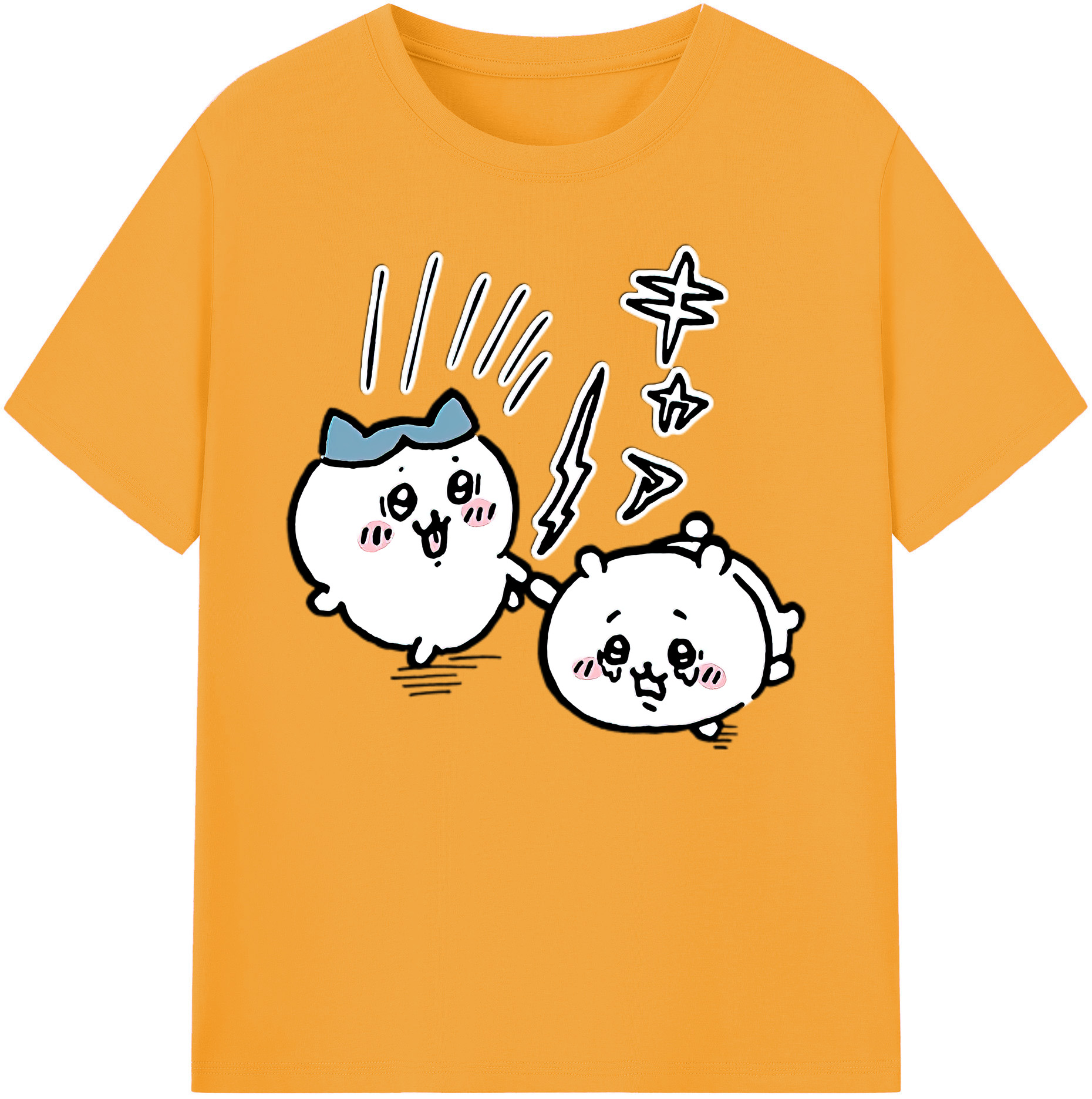 （画像用） ちいかわ ハチワレ Chii-kawa hachiware 綿100％ メンズ半袖Tシャツ｜肌触りやわらか＆通気性