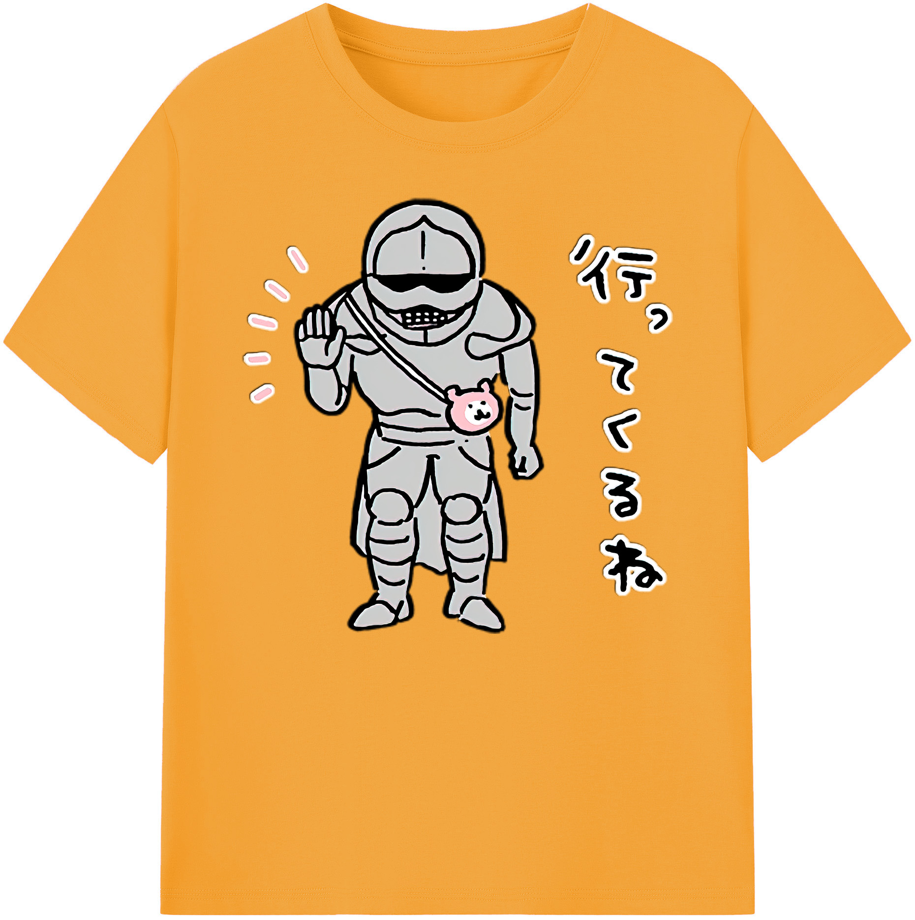 （画像用） ちいかわ 労働の鎧さん Chii-kawa Mr. Armor of Labor 綿100％ メンズ半袖Tシャツ｜肌触りやわらか＆通気性