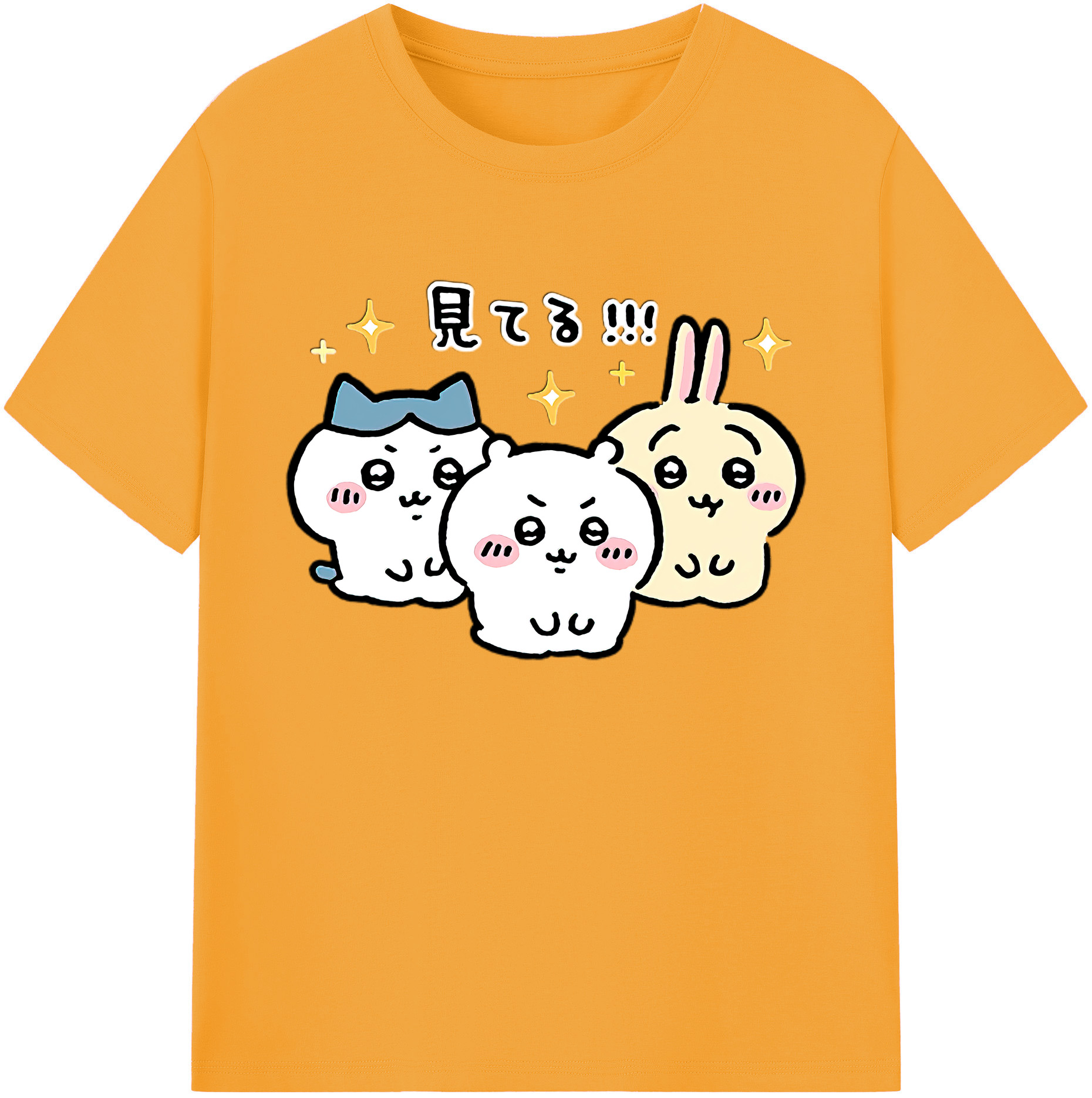 （画像用） ちいかわ ハチワレ Chii-kawa hachiware 綿100％ メンズ半袖Tシャツ｜肌触りやわらか＆通気性