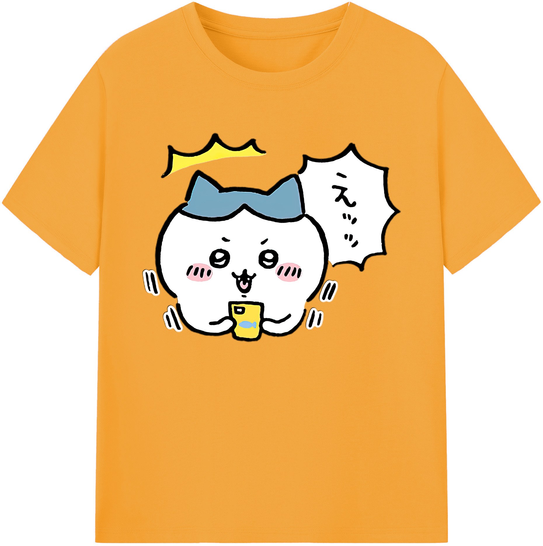 （画像用） ちいかわ ハチワレ Chii-kawa hachiware 綿100％ メンズ半袖Tシャツ｜肌触りやわらか＆通気性
