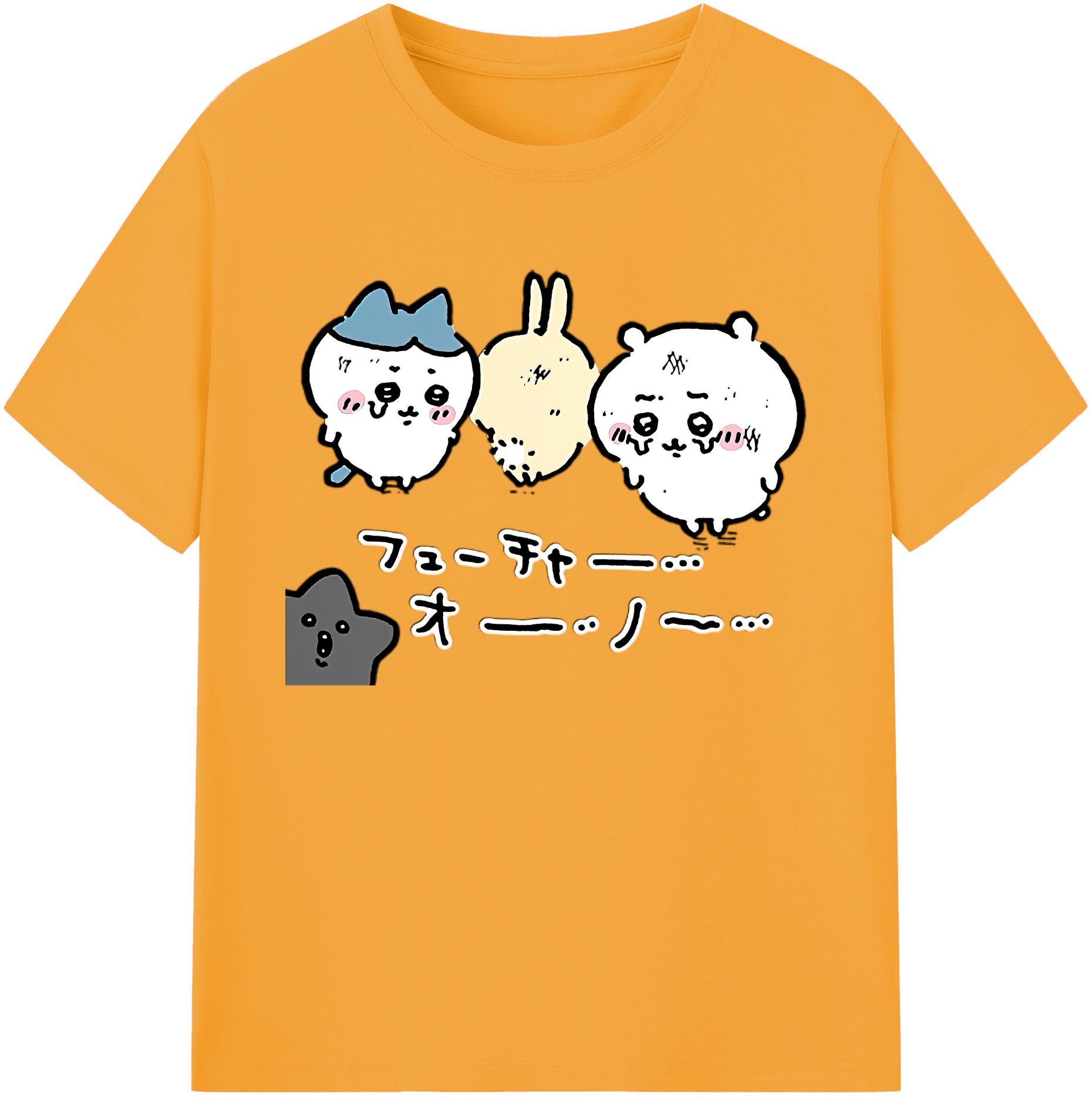 （画像用） ちいかわ ハチワレ Chii-kawa hachiware 綿100％ メンズ半袖Tシャツ｜肌触りやわらか＆通気性