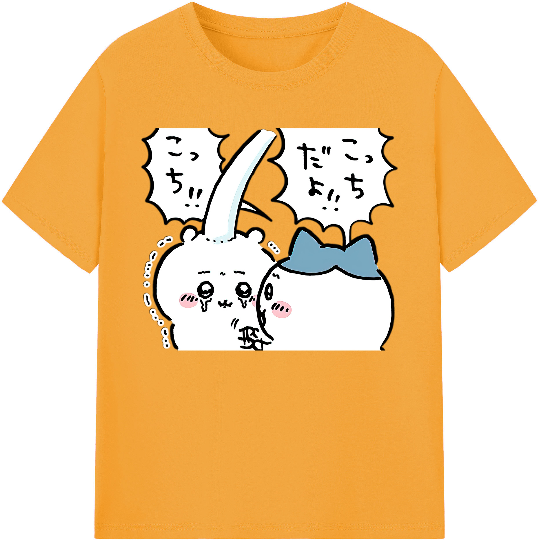 （画像用） ちいかわ ハチワレ Chii-kawa hachiware 綿100％ メンズ半袖Tシャツ｜肌触りやわらか＆通気性