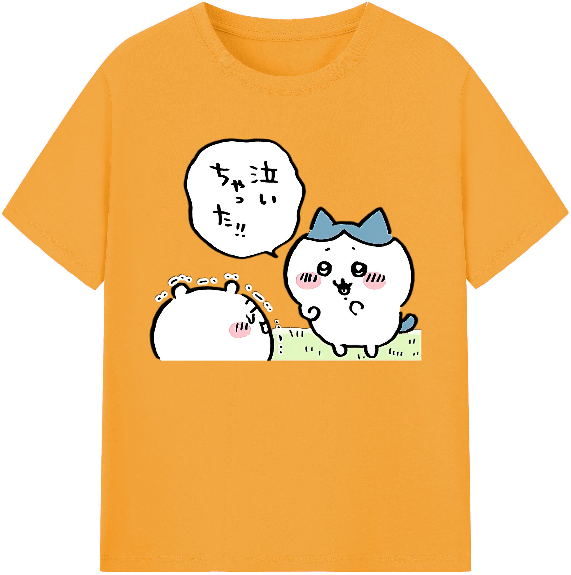 （画像用） ちいかわ ハチワレ Chii-kawa hachiware 綿100％ メンズ半袖Tシャツ｜肌触りやわらか＆通気性