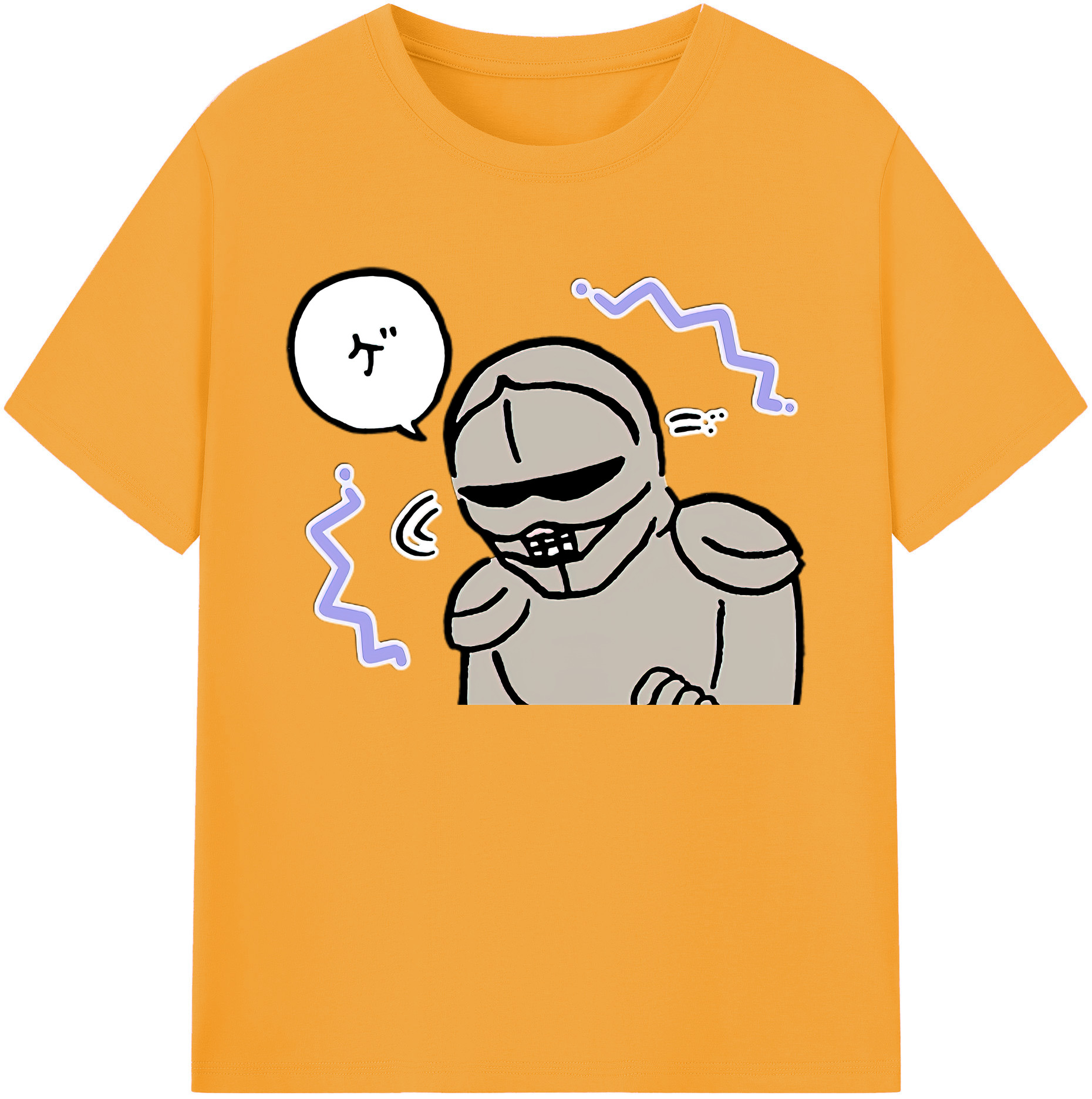 （画像用） ちいかわ 労働の鎧さん Chii-kawa Mr. Armor of Labor 綿100％ メンズ半袖Tシャツ｜肌触りやわらか＆通気性