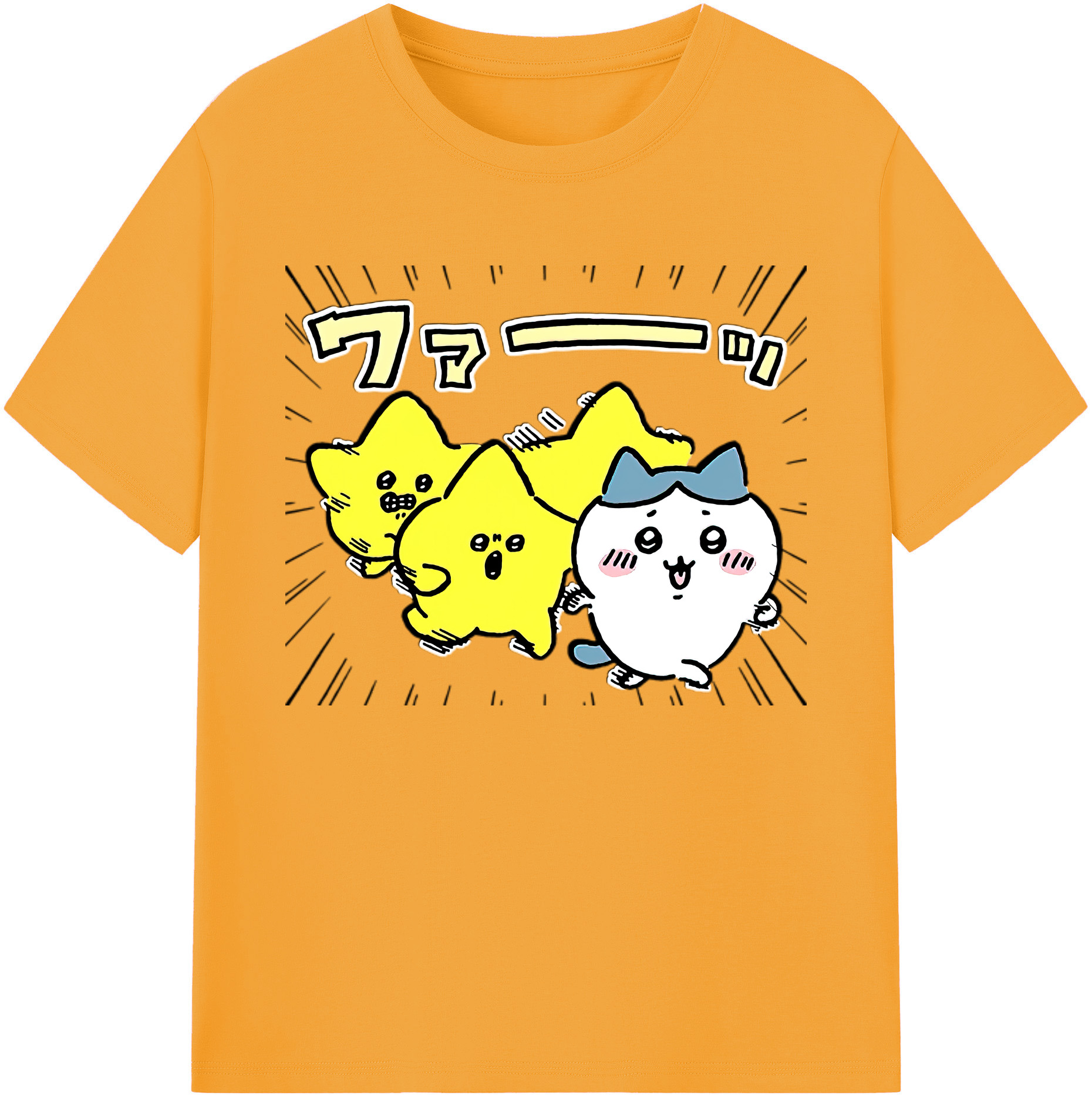 （画像用） ちいかわ 流れ星 Chii-kawa Shooting star 綿100％ メンズ半袖Tシャツ｜肌触りやわらか＆通気性