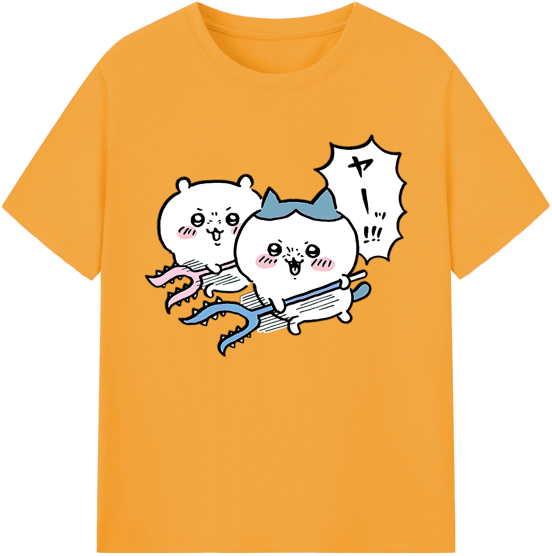 （画像用） ちいかわ ハチワレ Chii-kawa hachiware 綿100％ メンズ半袖Tシャツ｜肌触りやわらか＆通気性