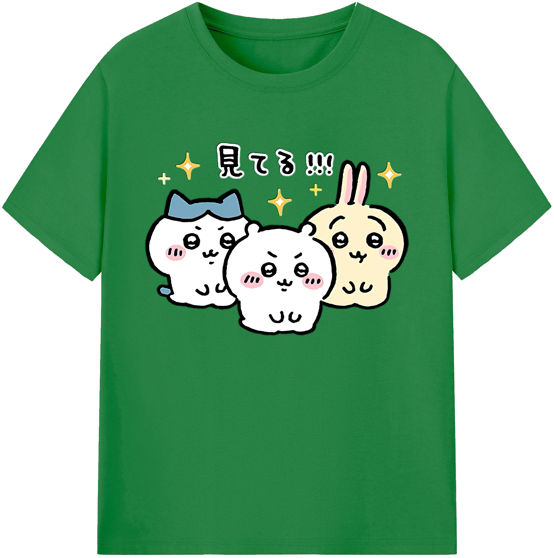 （画像用） ちいかわ ハチワレ Chii-kawa hachiware 綿100％ メンズ半袖Tシャツ｜肌触りやわらか＆通気性