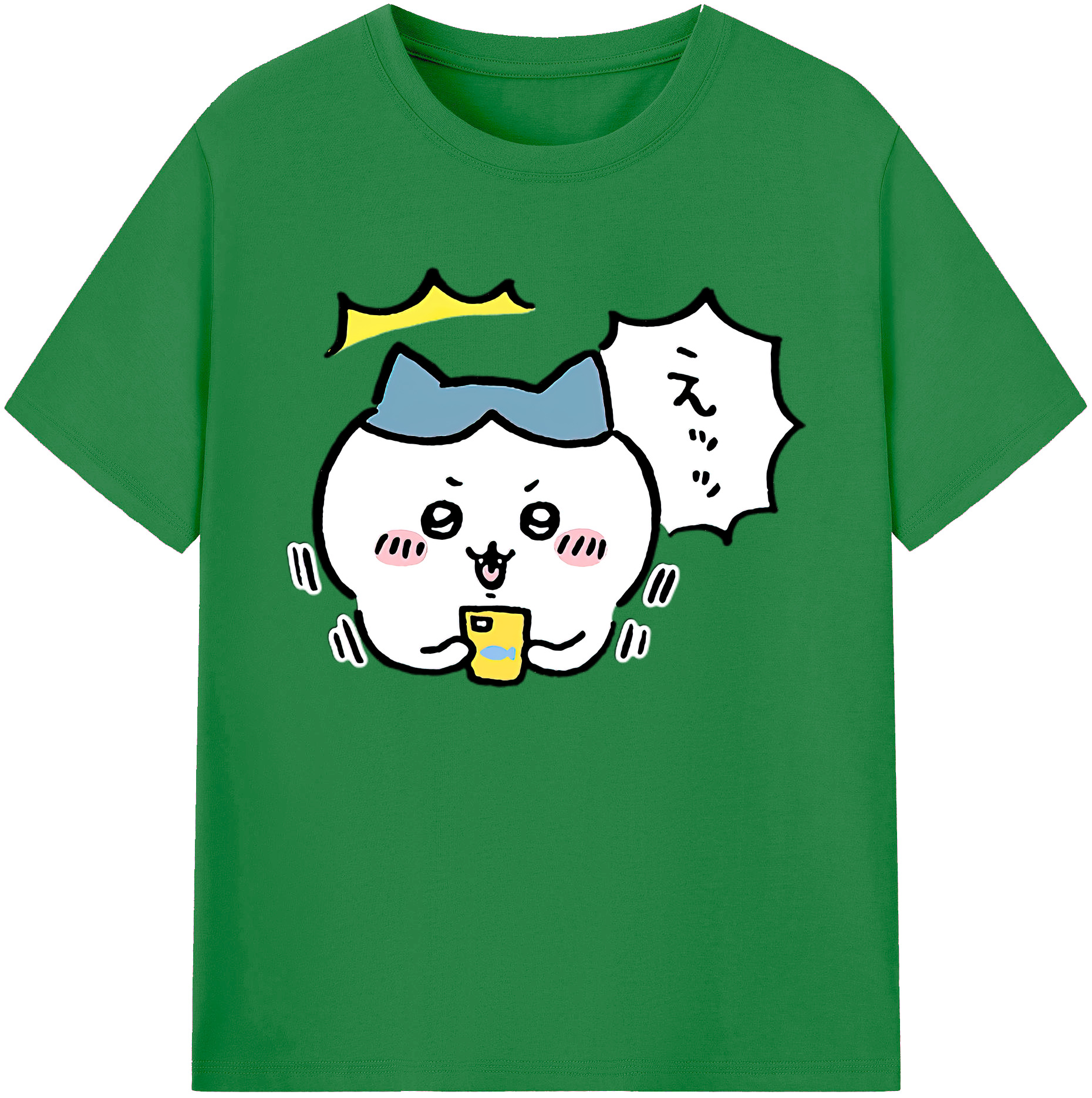 （画像用） ちいかわ ハチワレ Chii-kawa hachiware 綿100％ メンズ半袖Tシャツ｜肌触りやわらか＆通気性