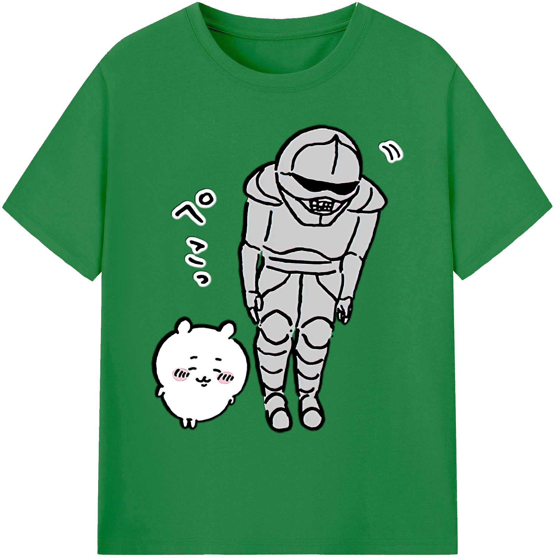 （画像用） ちいかわ 労働の鎧さん Chii-kawa Mr. Armor of Labor 綿100％ メンズ半袖Tシャツ｜肌触りやわらか＆通気性
