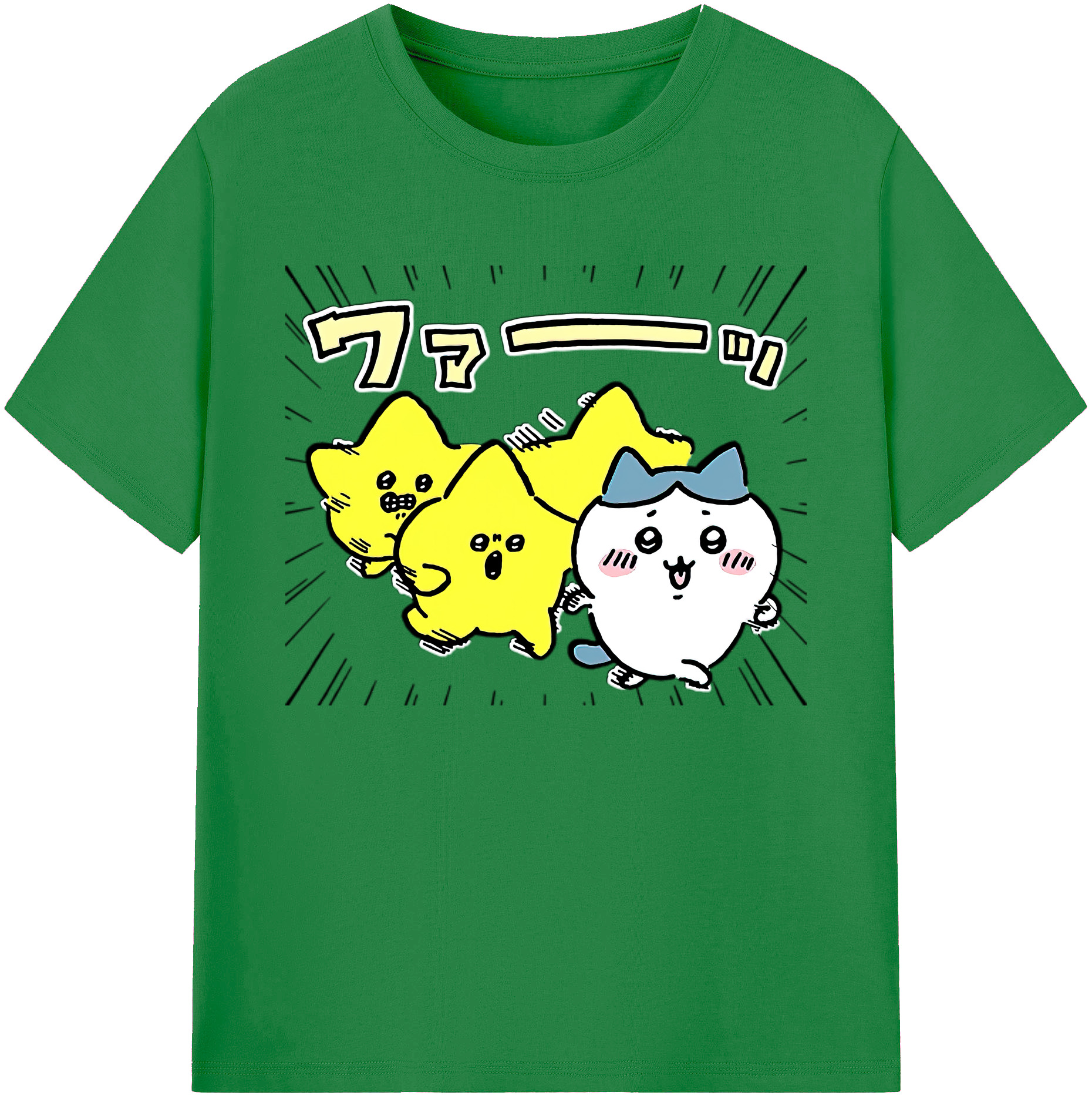 （画像用） ちいかわ 流れ星 Chii-kawa Shooting star 綿100％ メンズ半袖Tシャツ｜肌触りやわらか＆通気性